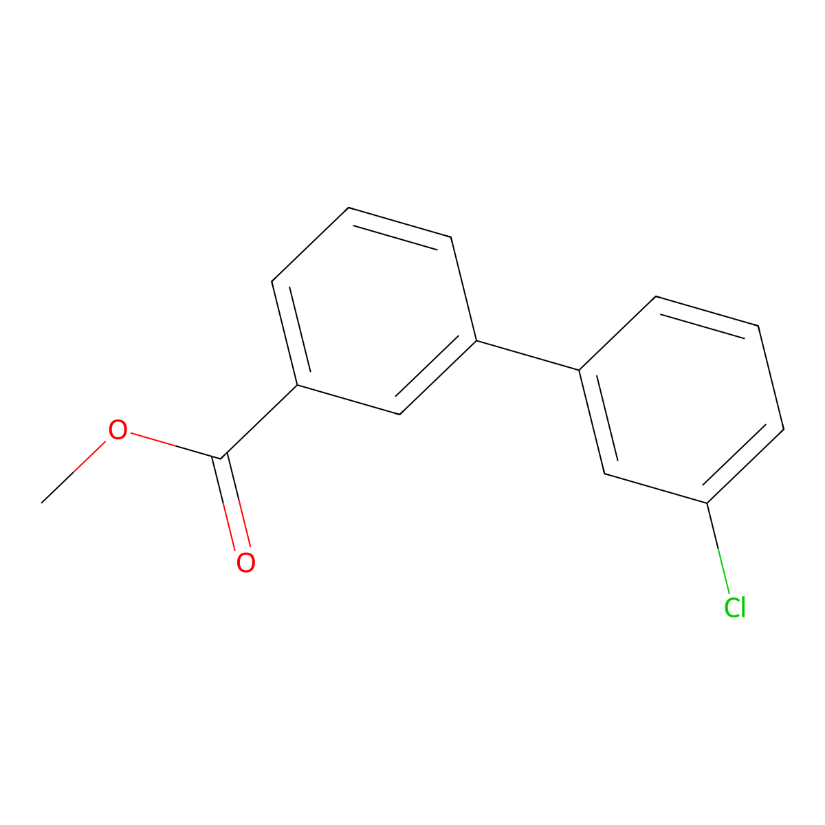 Methyl 3'-chloro[1,1'-biphenyl]-3-carboxylate molecular structure, CAS 168618-92-6