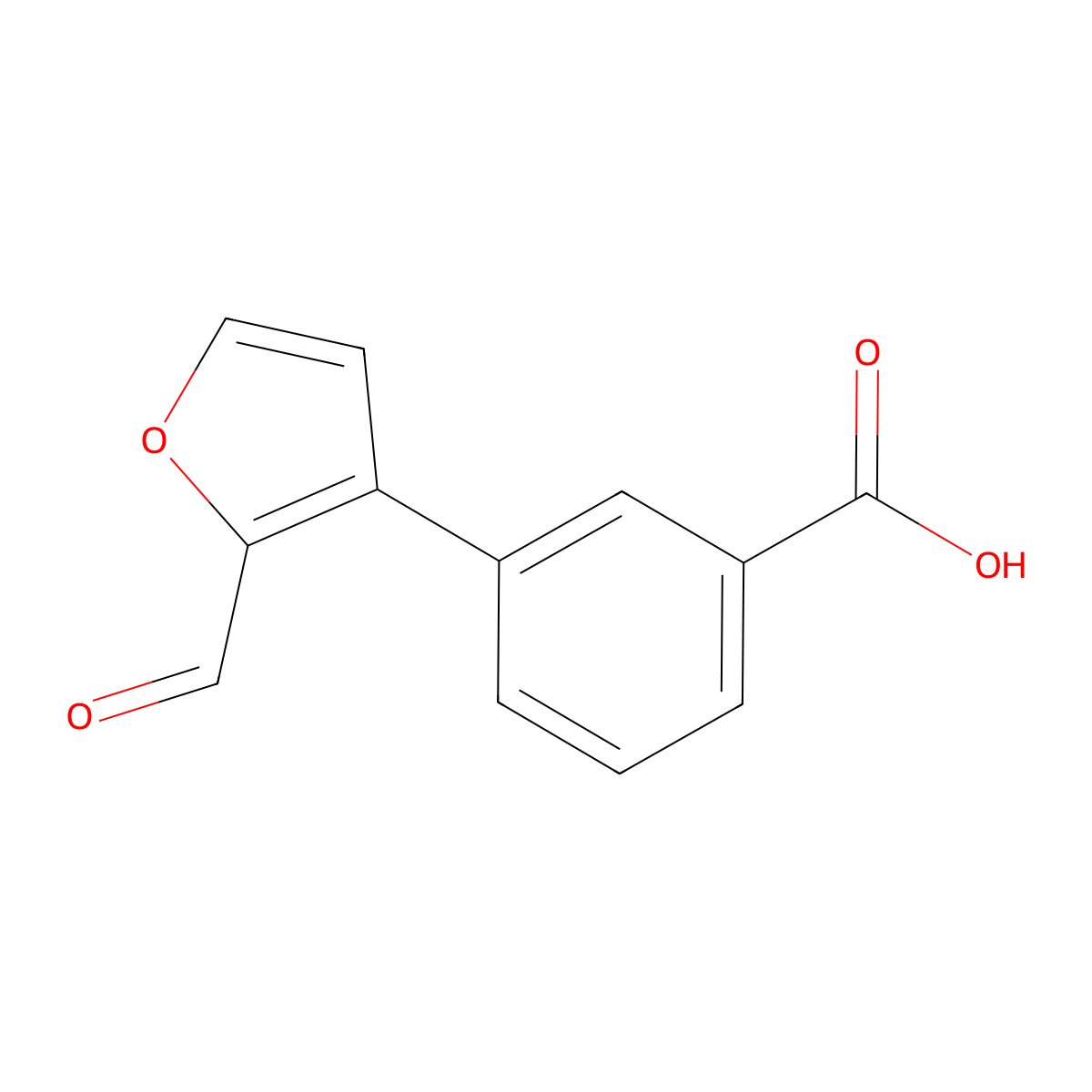 3-(2-Formylfuran-3-yl)benzoic acid molecular structure, CAS 168619-07-6