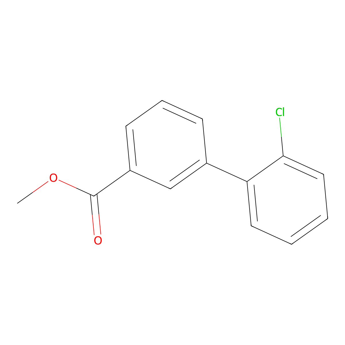 Methyl 2'-chloro[1,1'-biphenyl]-3-carboxylate molecular structure, CAS 168619-83-8