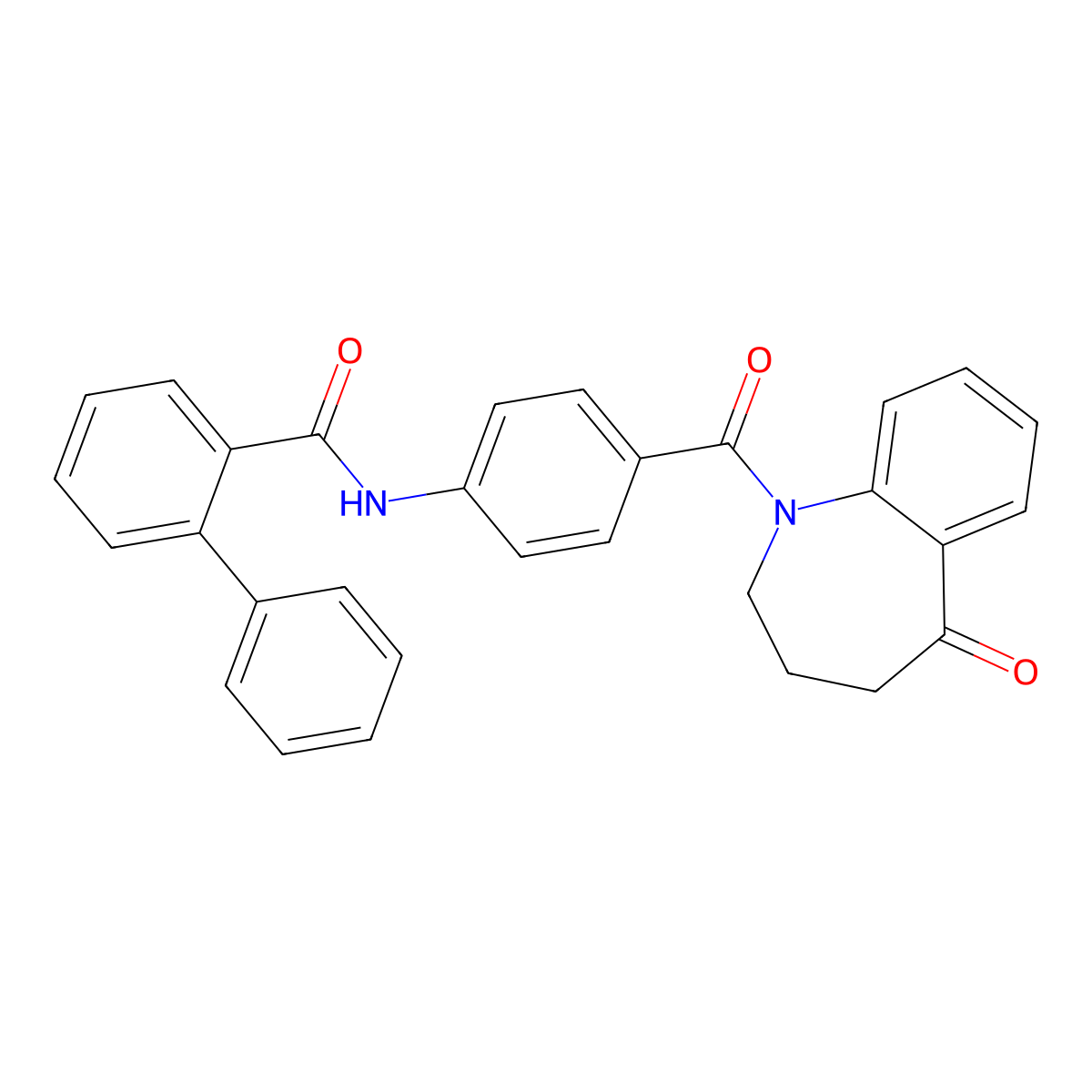N-[4-(5-oxo-3,4-dihydro-2H-1-benzazepine-1-carbonyl)phenyl]-2-phenylbenzamide molecular structure, CAS 168626-54-8