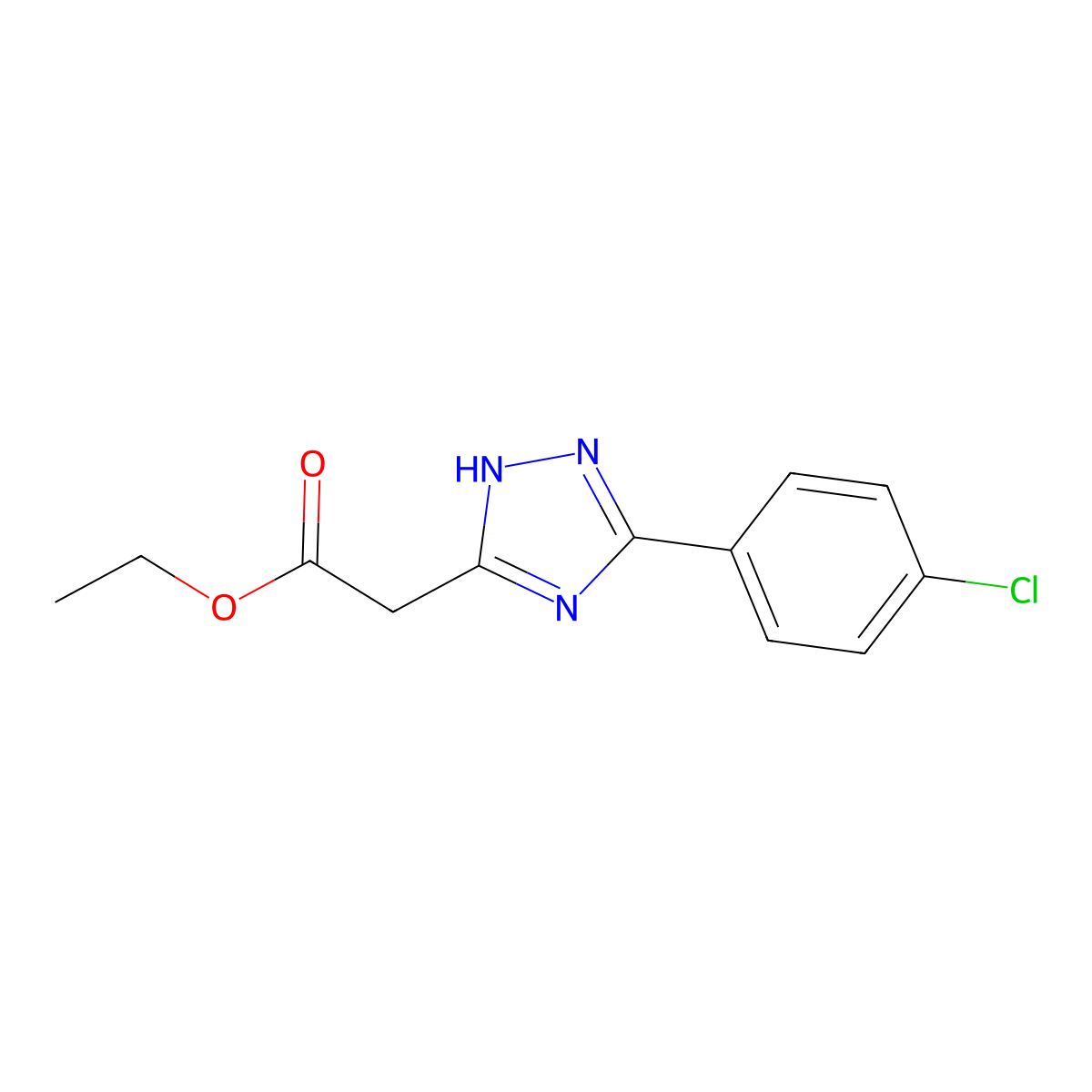 ethyl 2-[5-(4-chlorophenyl)-4H-1,2,4-triazol-3-yl]acetate molecular structure, CAS 168639-16-5