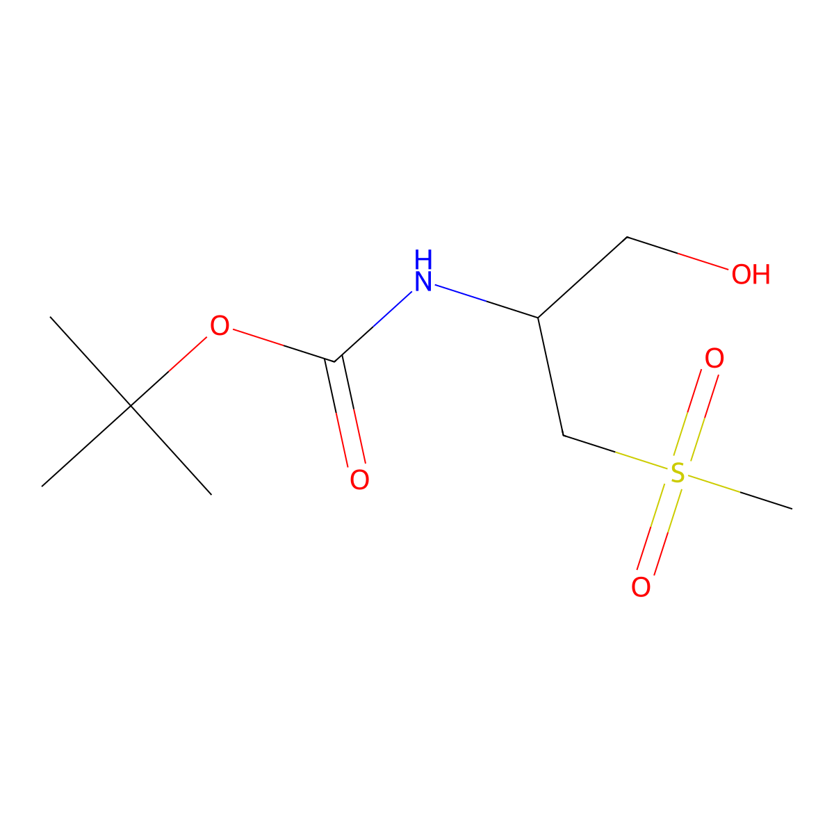 tert-butyl N-[(2R)-1-hydroxy-3-methanesulfonylpropan-2-yl]carbamate molecular structure, CAS 168648-47-3
