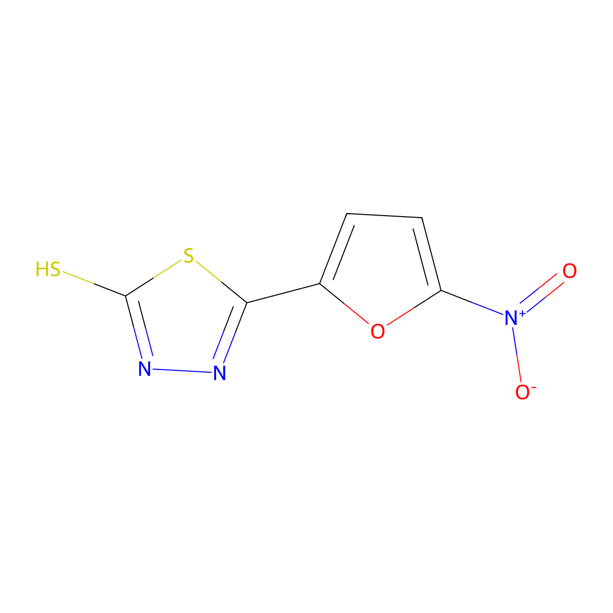 5-(5-Nitro-2-furyl)-1,3,4-thiadiazole-2-thiol molecular structure, CAS 16865-27-3