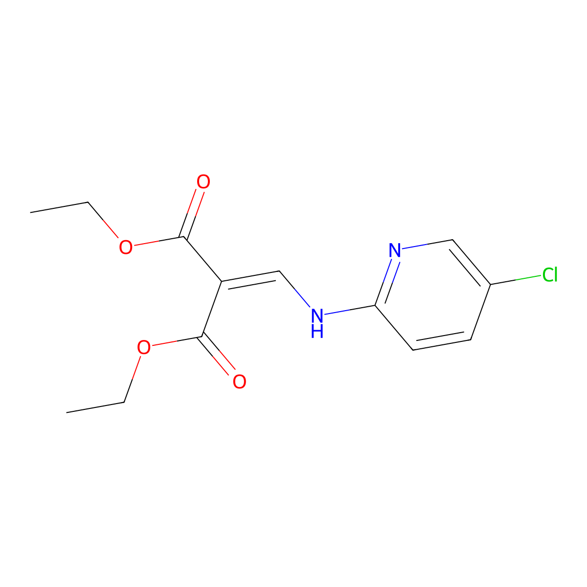 Diethyl 2-(((5-chloropyridin-2-yl)amino)methylene)malonate molecular structure, CAS 16867-57-5
