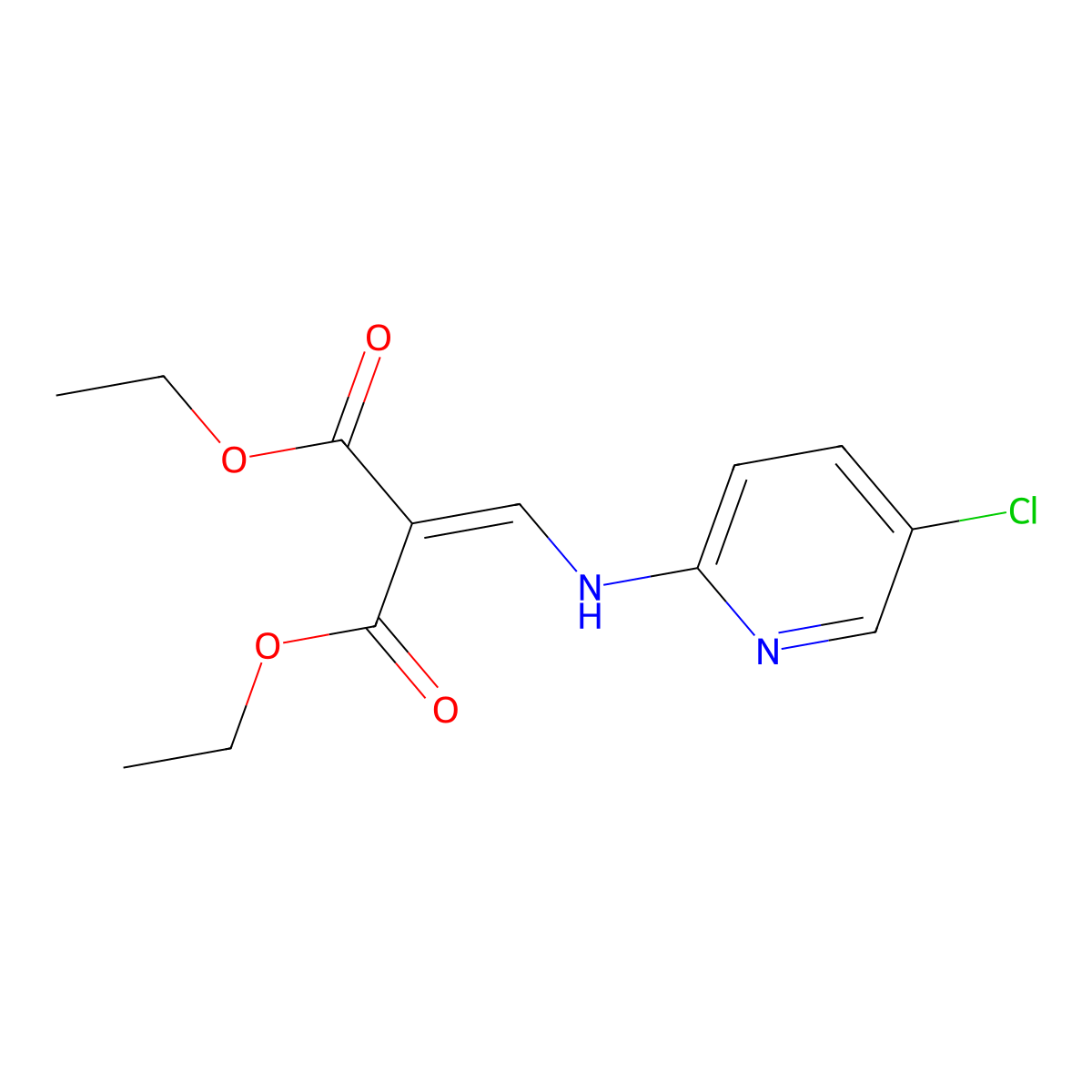 Diethyl 2-(((5-chloropyridin-2-yl)amino)methylene)malonate molecular structure, CAS 16867-57-5
