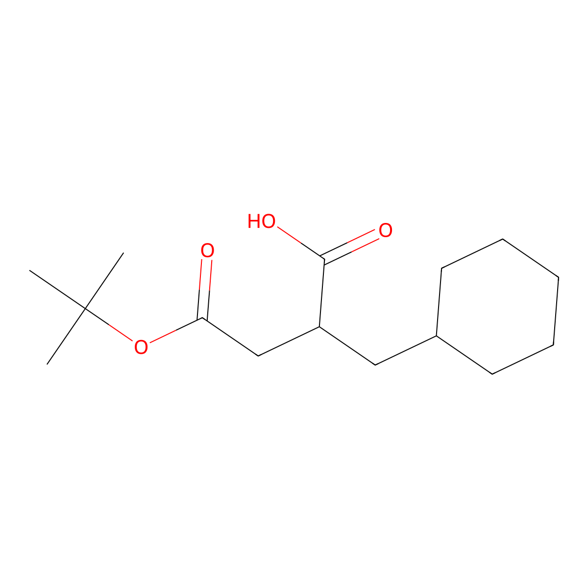 (R)-4-(tert-Butoxy)-2-(cyclohexylmethyl)-4-oxobutanoic acid molecular structure, CAS 168681-96-7