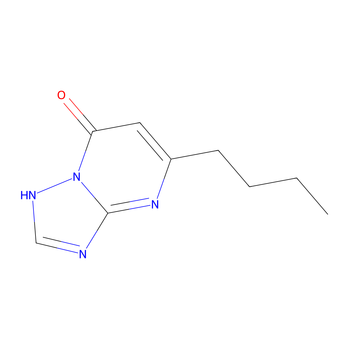 5-butyl-4H,7H-(1,2,4)triazolo(1,5-a)pyrimidin-7-one molecular structure, CAS 168686-47-3