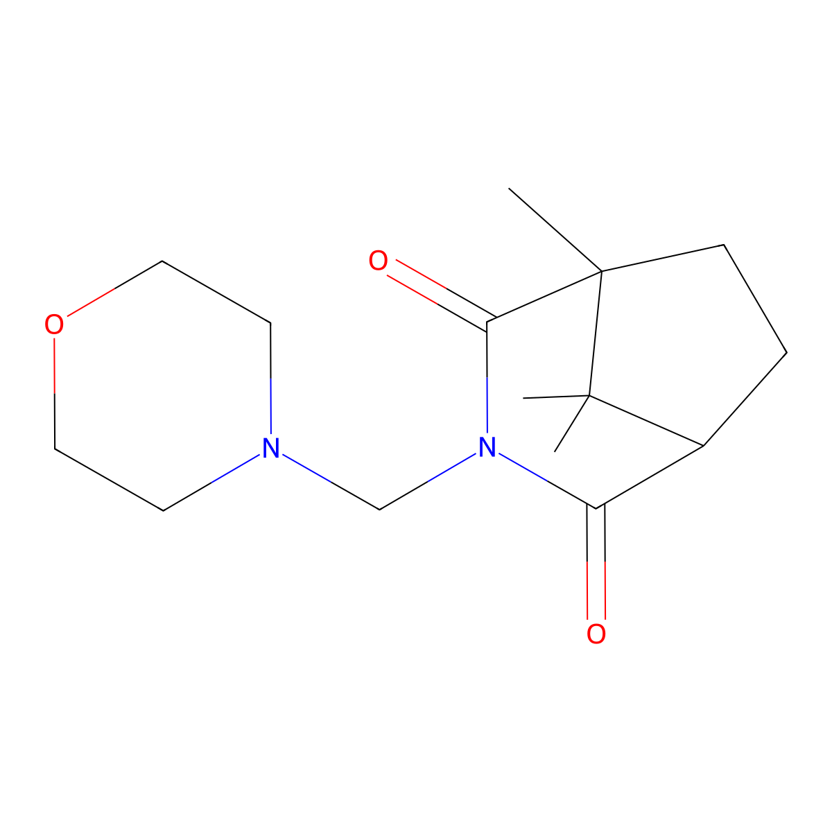 Camphorimide, N-(morpholinomethyl)- molecular structure, CAS 1687-80-5
