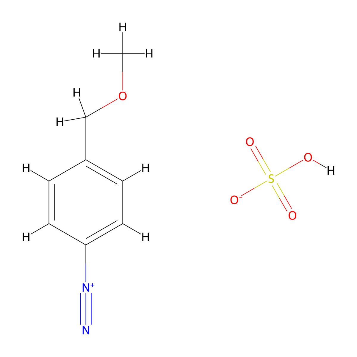 p-Methoxymethylbenzene diazonium hydrogen sulfate molecular structure, CAS 168701-55-1