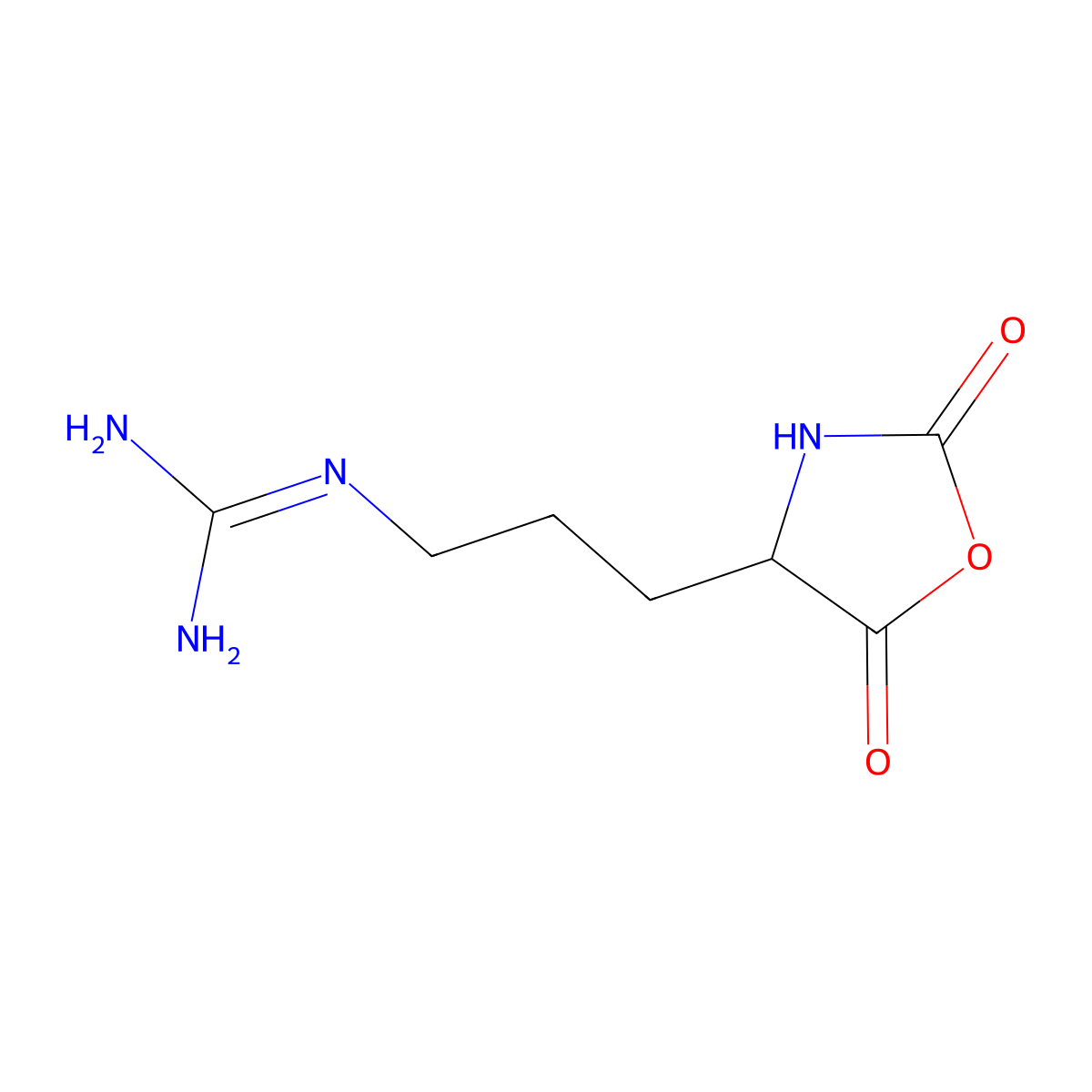 [3-(2,5-Dioxo-4-oxazolidinyl)propyl]guanidine molecular structure, CAS 16874-68-3