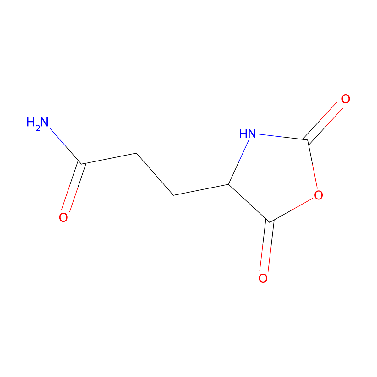 2,5-Dioxo-4-oxazolidinepropionamide molecular structure, CAS 16874-69-4