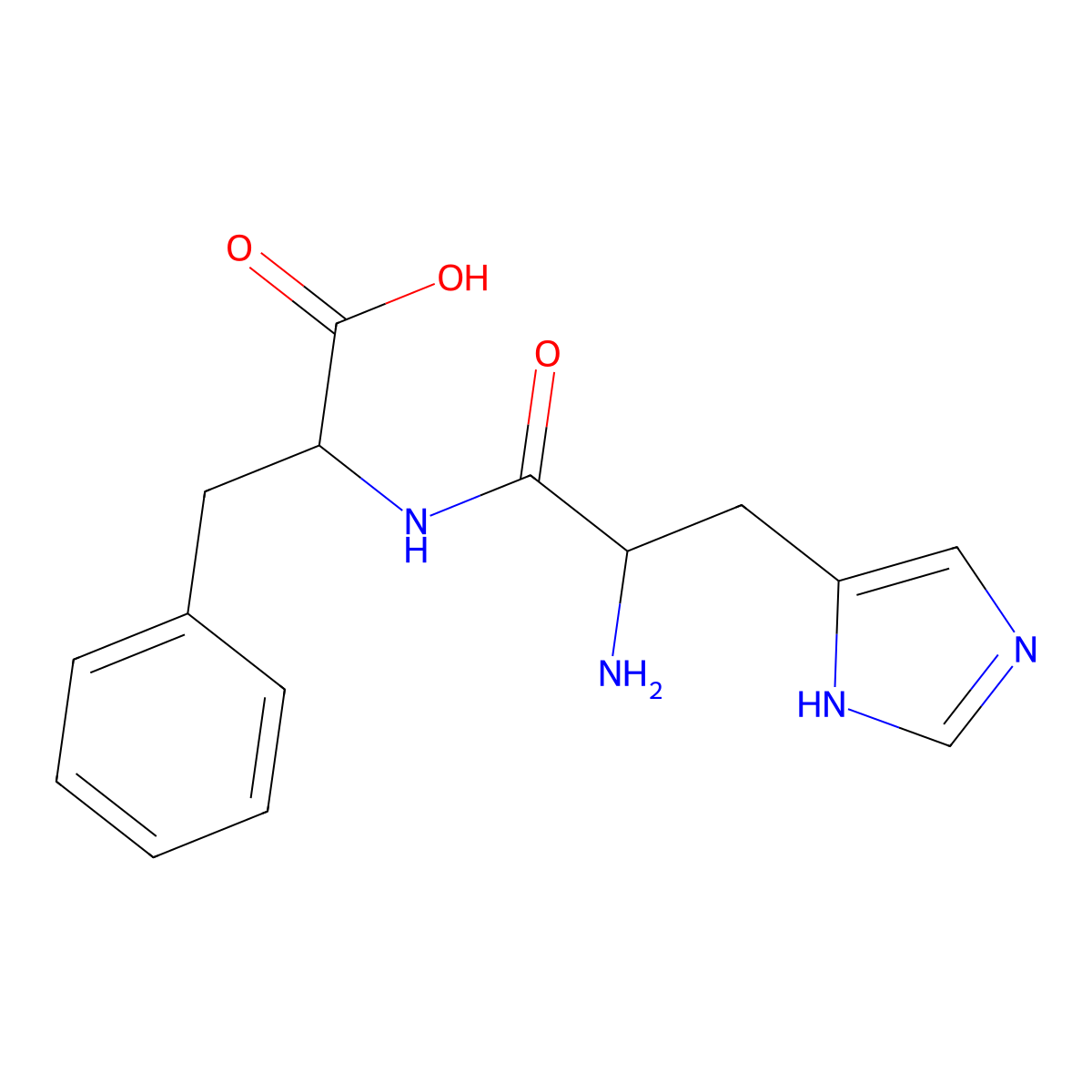 Histidylphenylalanine molecular structure, CAS 16874-81-0