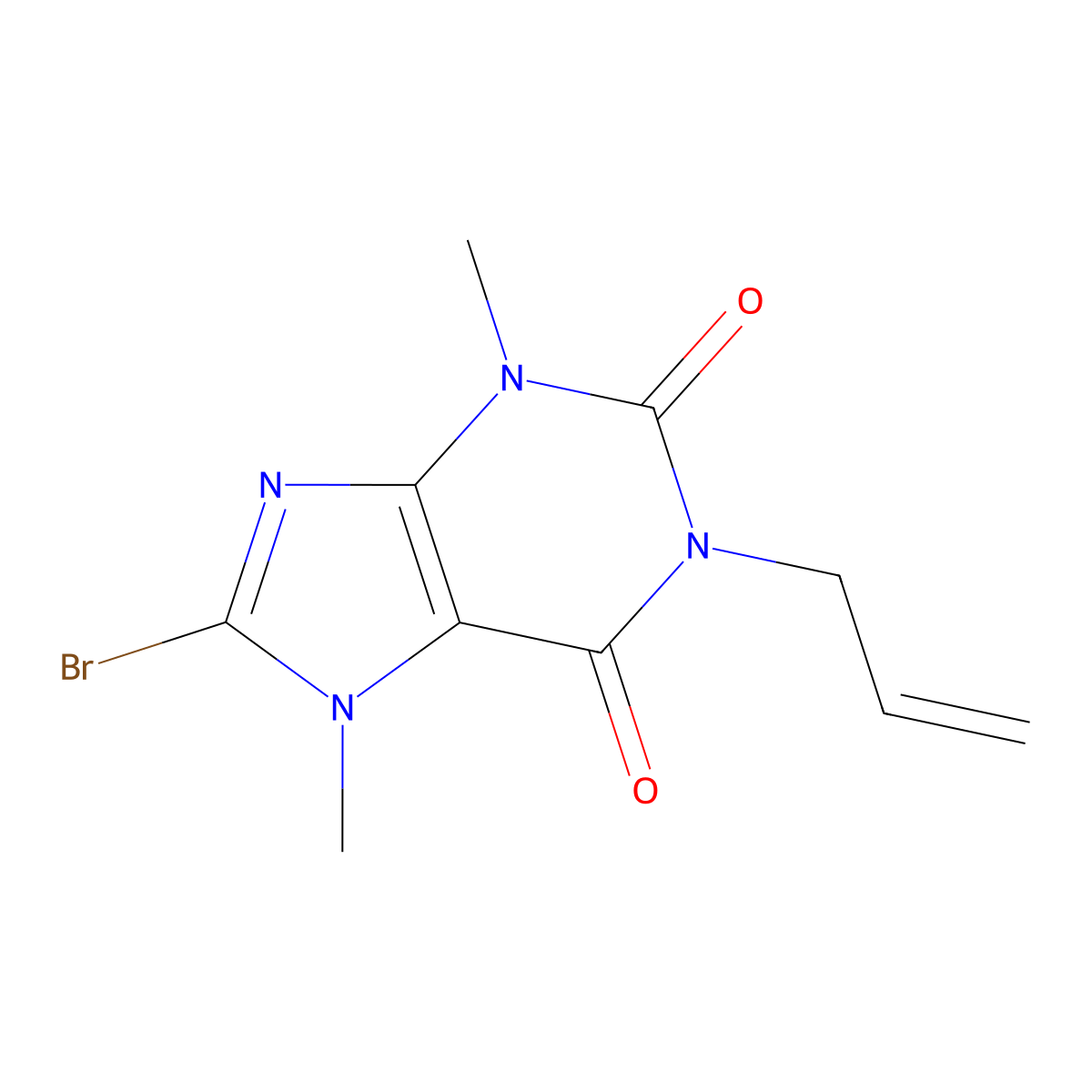 8-Bromo-3,7-dimethyl-1-prop-2-enylpurine-2,6-dione molecular structure, CAS 16877-88-6
