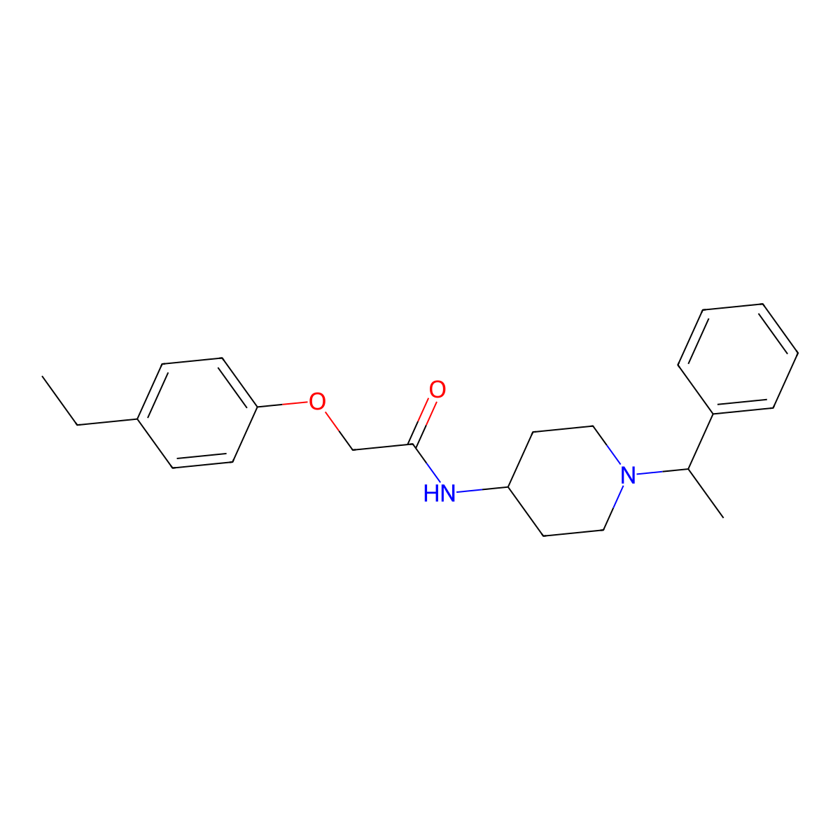 2-(4-ethylphenoxy)-N-[1-(1-phenylethyl)piperidin-4-yl]acetamide molecular structure, CAS 1687763-66-1