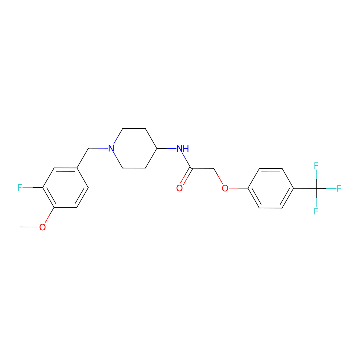 N-{1-[(3-fluoro-4-methoxyphenyl)methyl]piperidin-4-yl}-2-[4-(trifluoromethyl)phenoxy]acetamide molecular structure, CAS 1687763-67-2