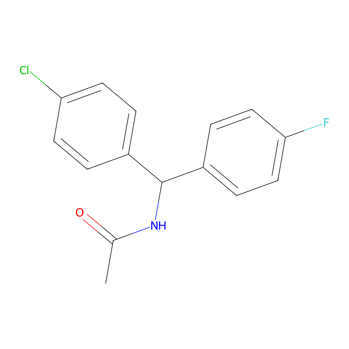 N-[(4-Chlorophenyl)(4-fluorophenyl)methyl]acetamide molecular structure, CAS 168779-39-3