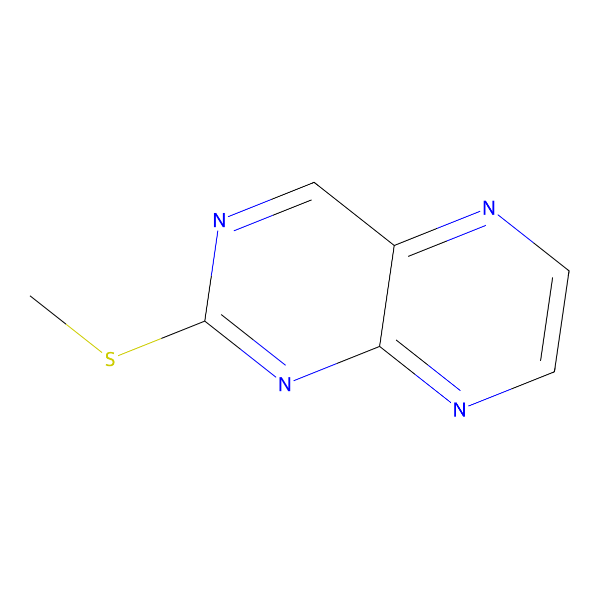 Pteridine, 2-(methylthio)- molecular structure, CAS 16878-77-6