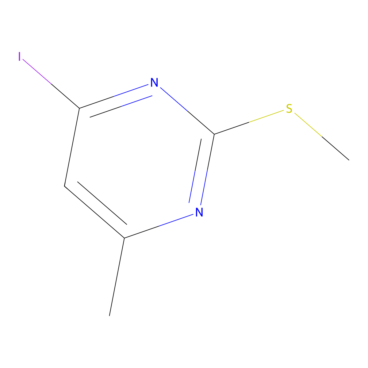 4-Iodo-6-methyl-2-methylthio-pyrimidine molecular structure, CAS 16879-42-8