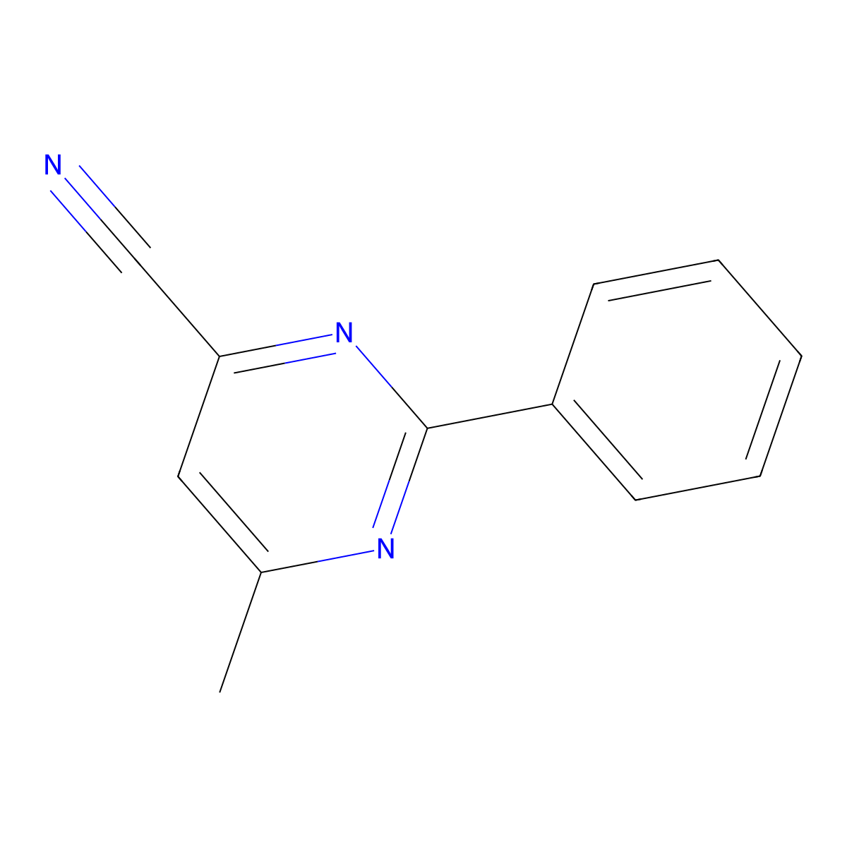 6-Methyl-2-phenylpyrimidine-4-carbonitrile molecular structure, CAS 16879-47-3