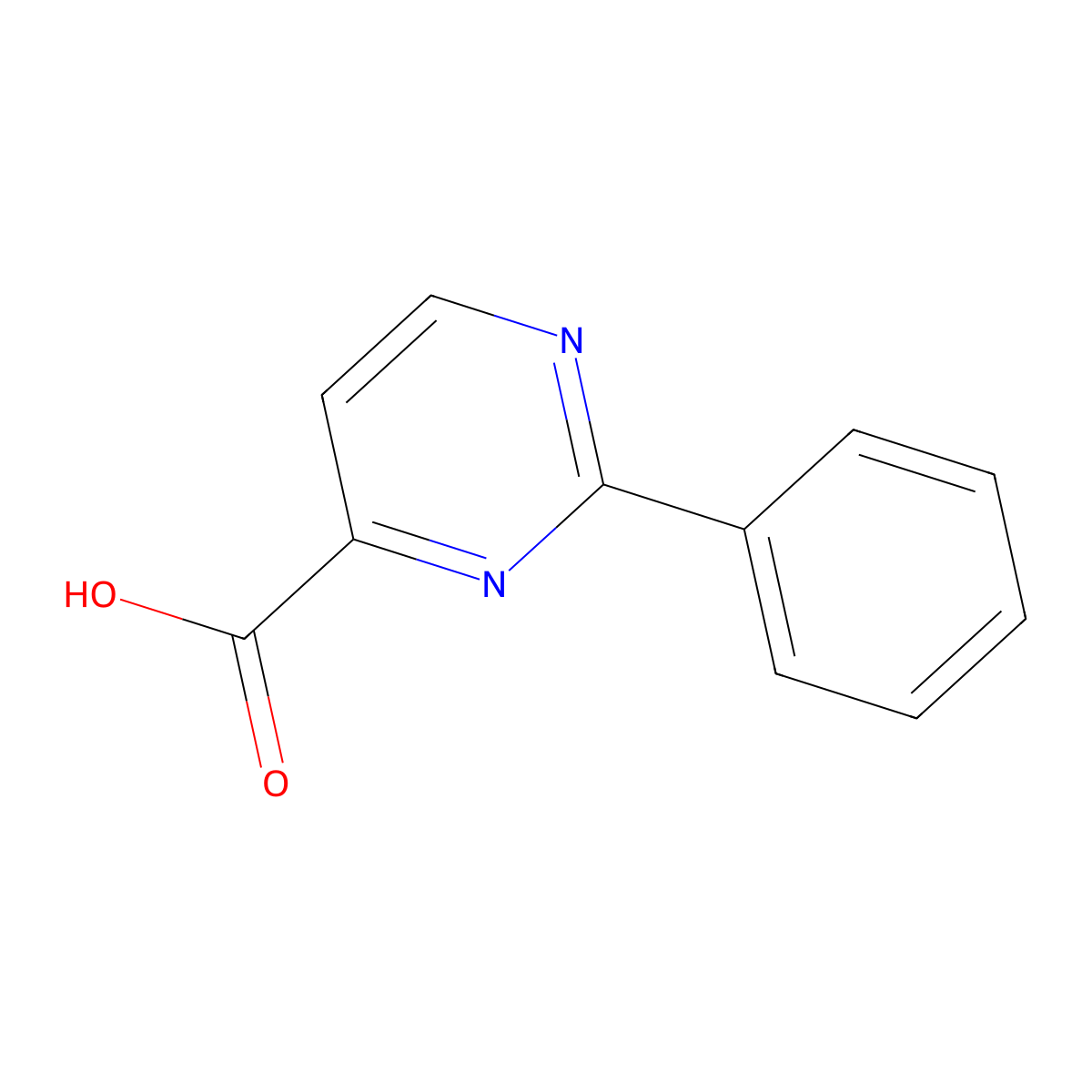 2-Phenylpyrimidine-4-carboxylic acid molecular structure, CAS 16879-53-1