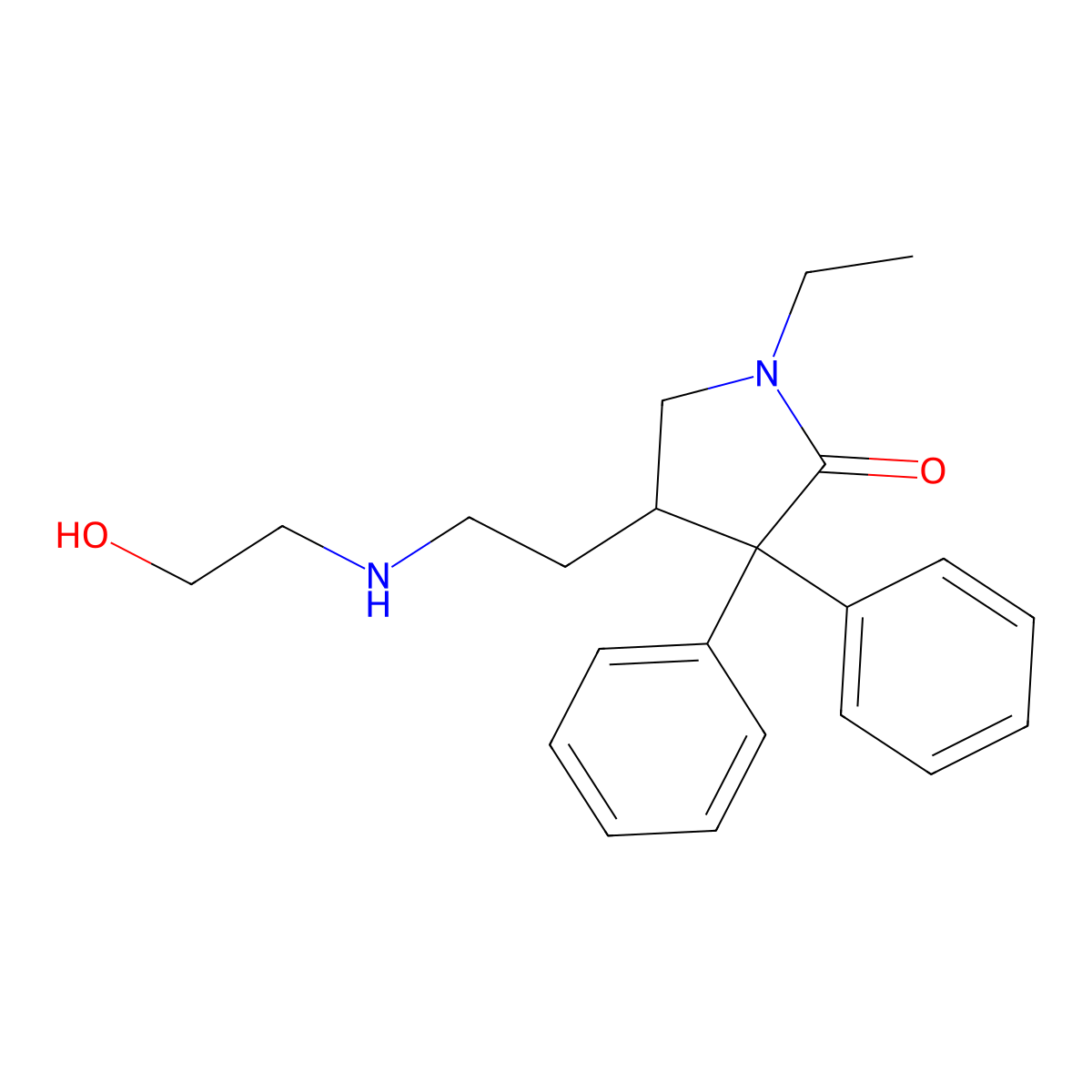 1-Ethyl-4-(2-((2-hydroxyethyl)amino)ethyl)-3,3-diphenylpyrrolidin-2-one molecular structure, CAS 1688-76-2