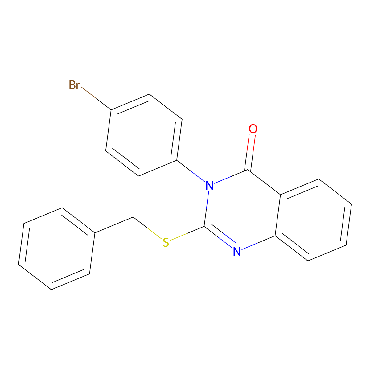 2-(benzylsulfanyl)-3-(4-bromophenyl)quinazolin-4(3H)-one molecular structure, CAS 1688-88-6