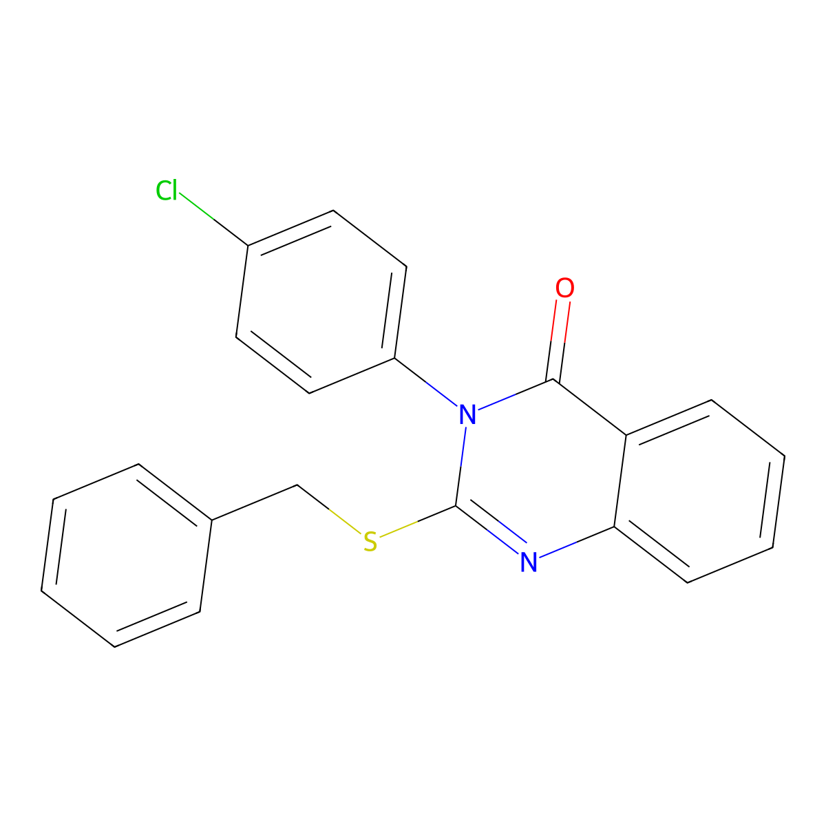 2-(Benzylthio)-3-(4-chlorophenyl)-4(3H)-quinazolinone molecular structure, CAS 1688-89-7