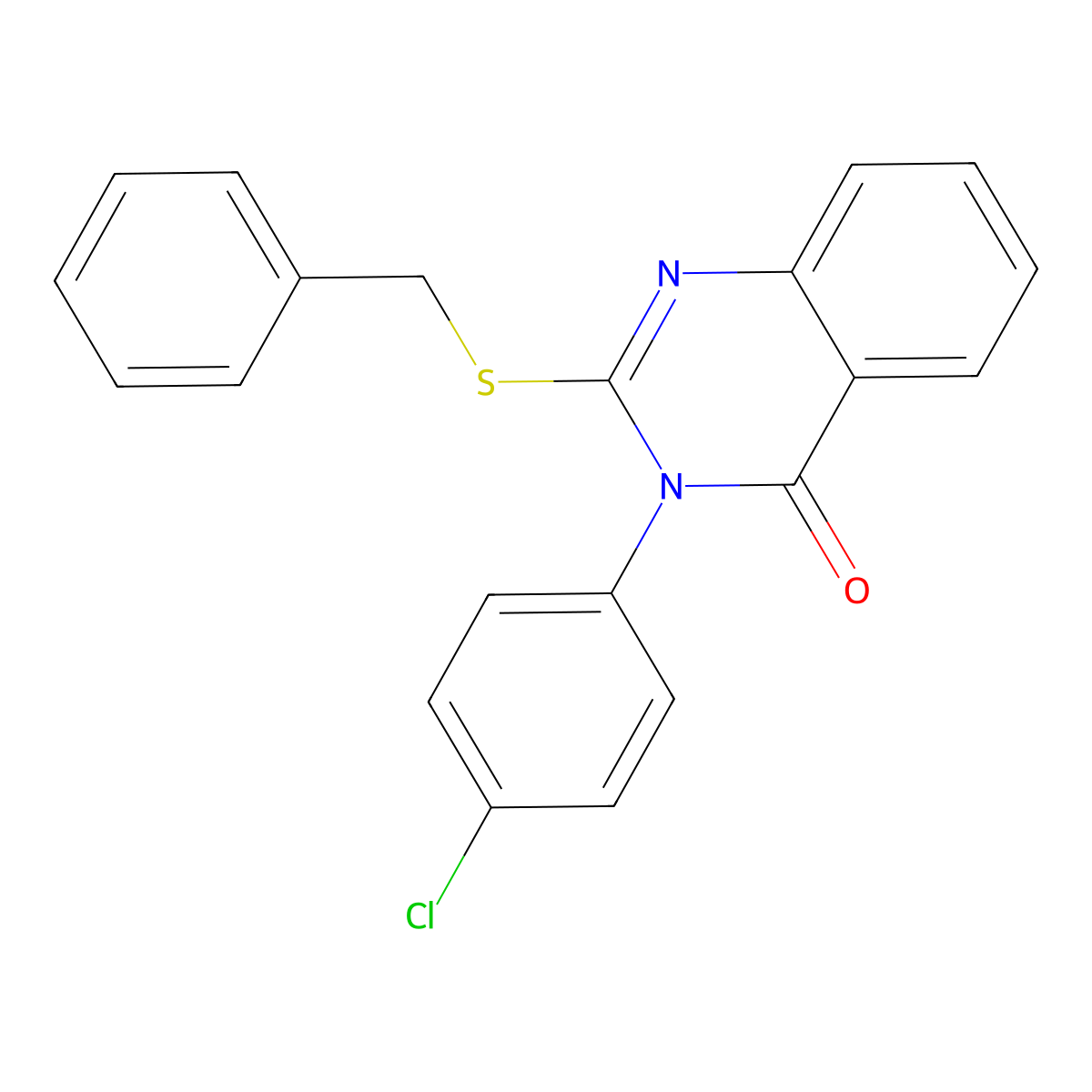 2-(Benzylthio)-3-(4-chlorophenyl)-4(3H)-quinazolinone molecular structure, CAS 1688-89-7