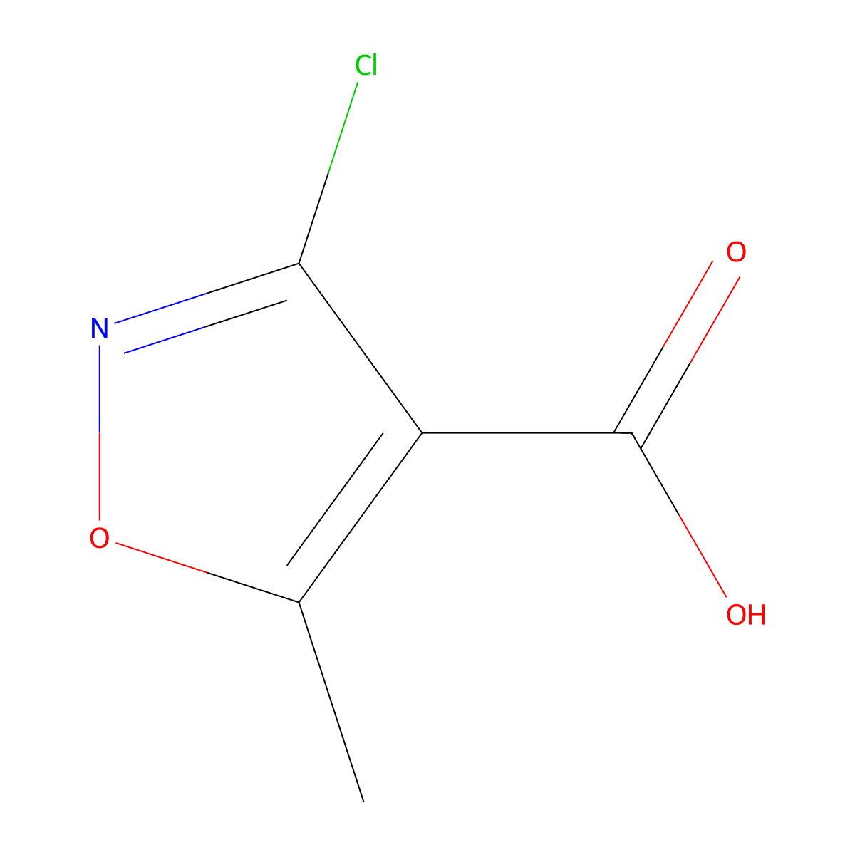 3-Chloro-5-methyl-1,2-oxazole-4-carboxylic acid molecular structure, CAS 16880-29-8