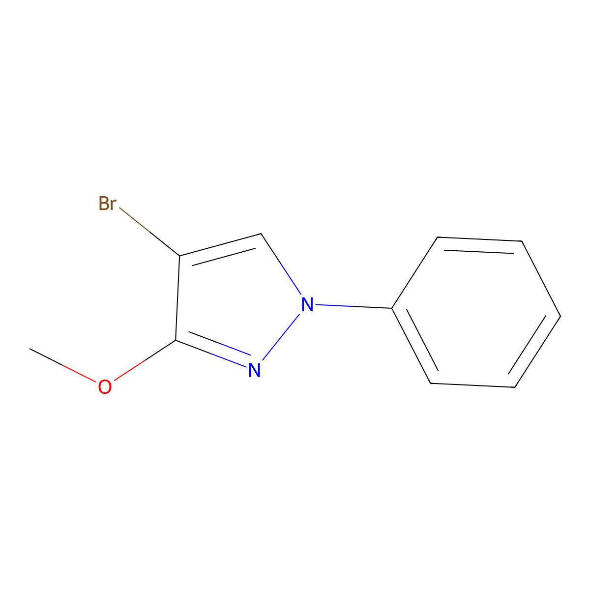4-Bromo-3-methoxy-1-phenyl-1H-pyrazole molecular structure, CAS 168820-17-5