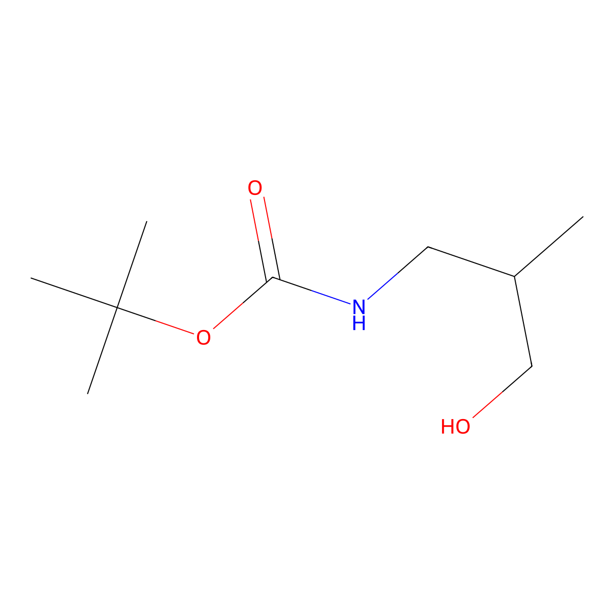 (S)-tert-Butyl (3-hydroxy-2-methylpropyl)carbamate molecular structure, CAS 168827-86-9