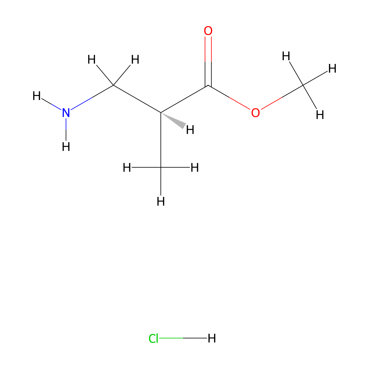 Propanoic acid, 3-amino-2-methyl-, methyl ester, hydrochloride (1:1), (2S)- molecular structure, CAS 168828-17-9