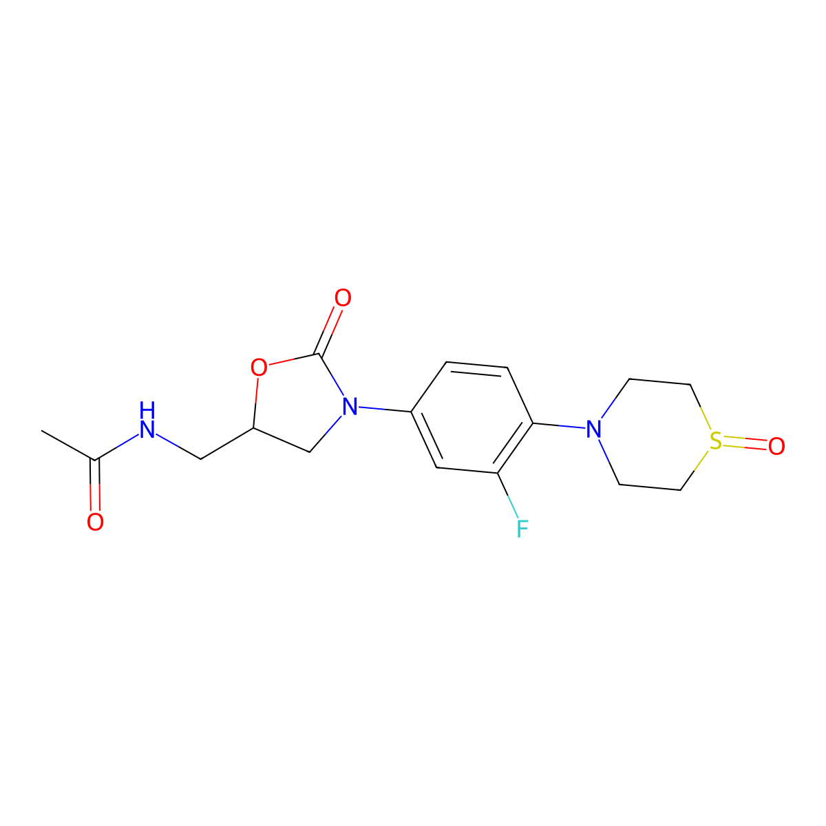 (S)-N-((3-(3-fluoro-4-(1-oxidothiomorpholino)phenyl)-2-oxooxazolidin-5-yl)methyl)acetamide molecular structure, CAS 168828-60-2