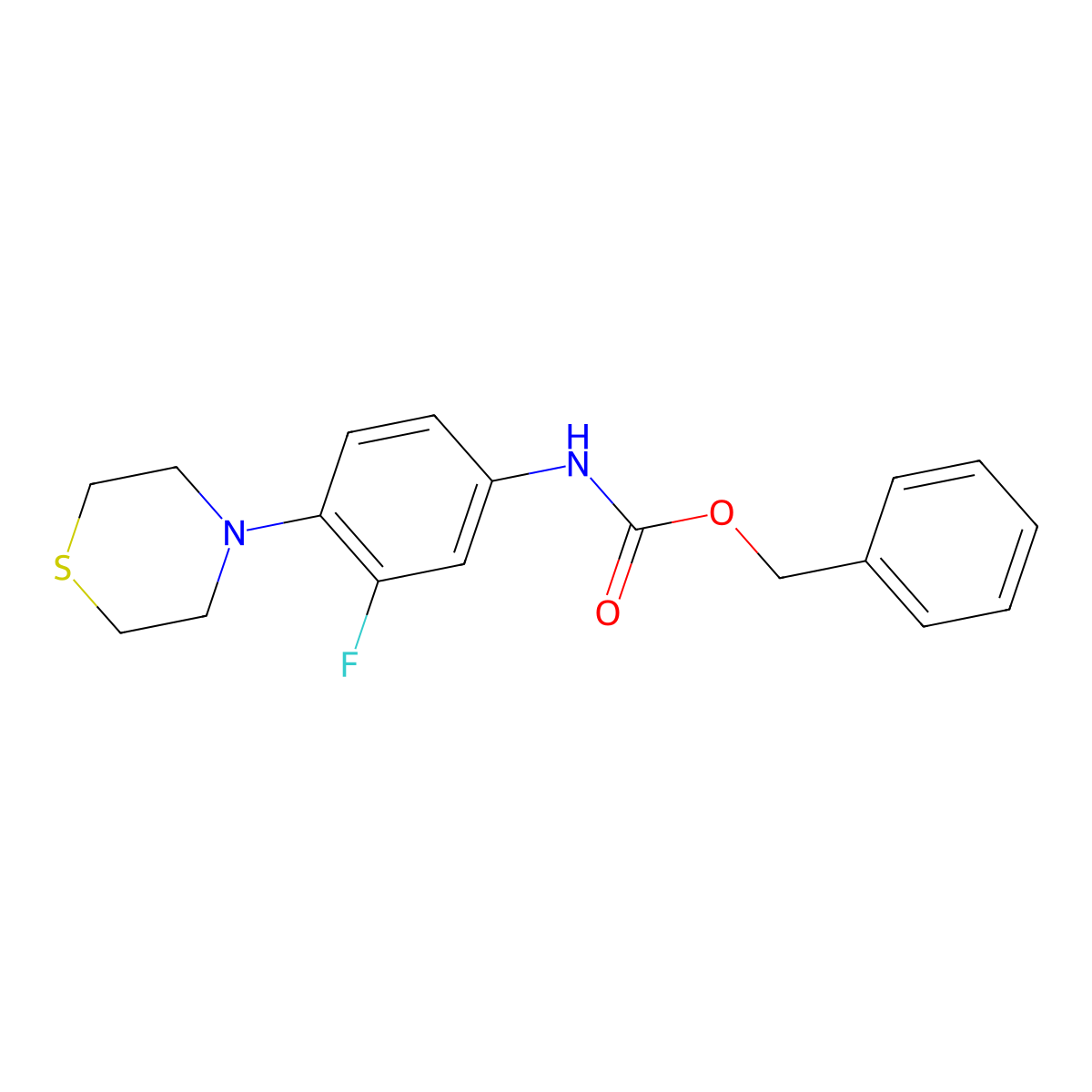 (3-Fluoro-4-(4-thiomorpholinyl)phenyl)carbamic acid phenylmethyl ester molecular structure, CAS 168828-71-5