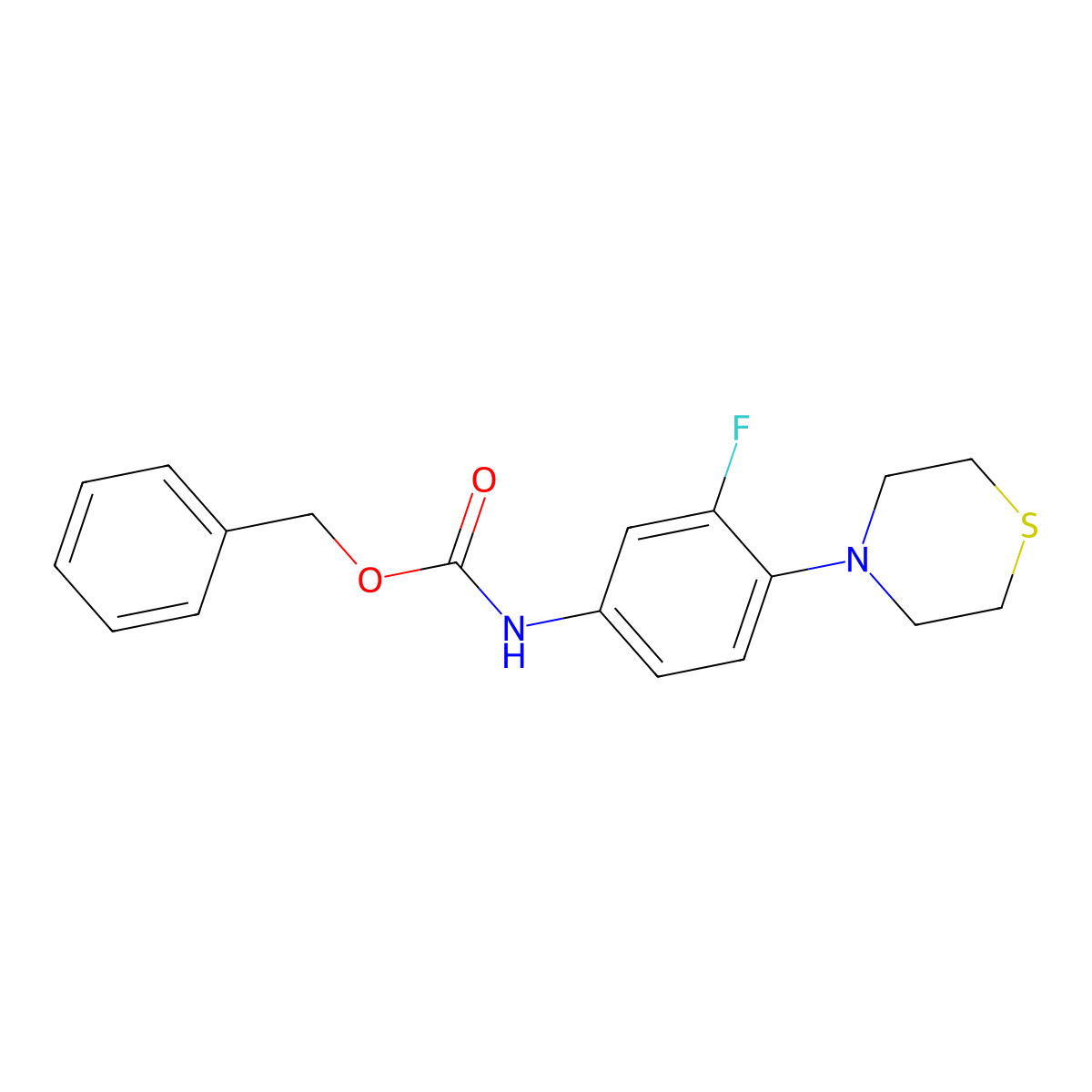 (3-Fluoro-4-(4-thiomorpholinyl)phenyl)carbamic acid phenylmethyl ester molecular structure, CAS 168828-71-5