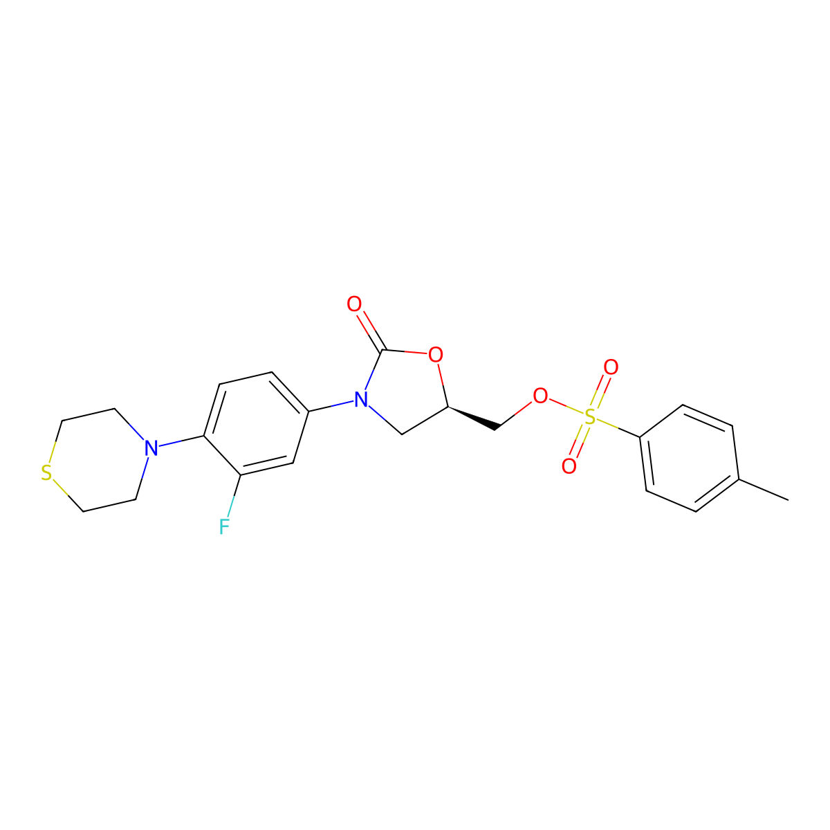 (R)-(3-(3-Fluoro-4-thiomorpholinophenyl)-2-oxooxazolidin-5-YL)methyl 4-methylbenzenesulfonate molecular structure, CAS 168828-73-7