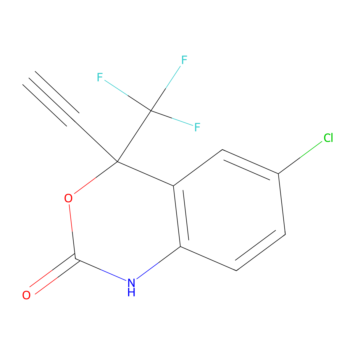 6-chloro-4-ethynyl-4-(trifluoromethyl)-1H-3,1-benzoxazin-2-one molecular structure, CAS 168834-32-0
