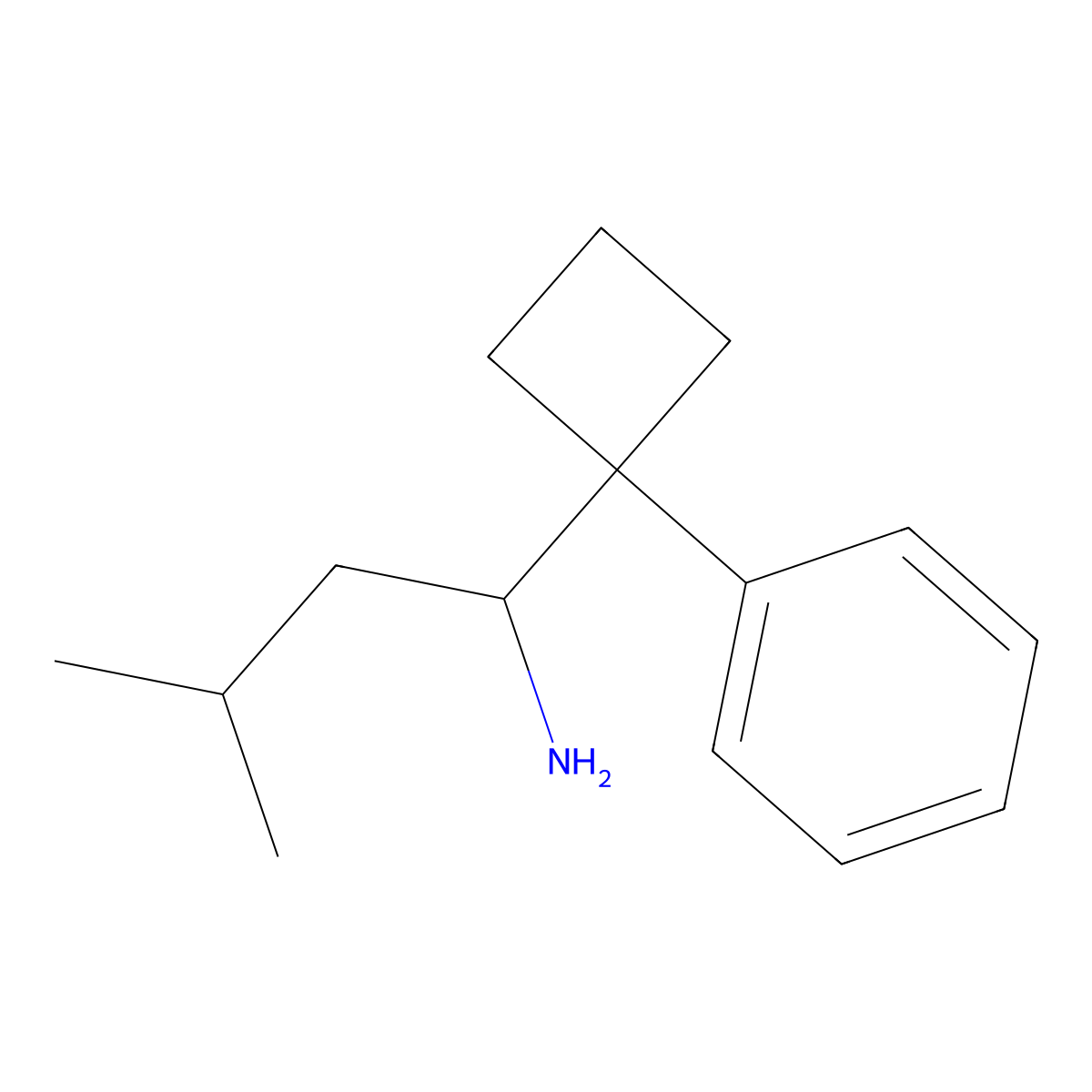 3-Methyl-1-(1-phenylcyclobutyl)butylamine molecular structure, CAS 168835-62-9