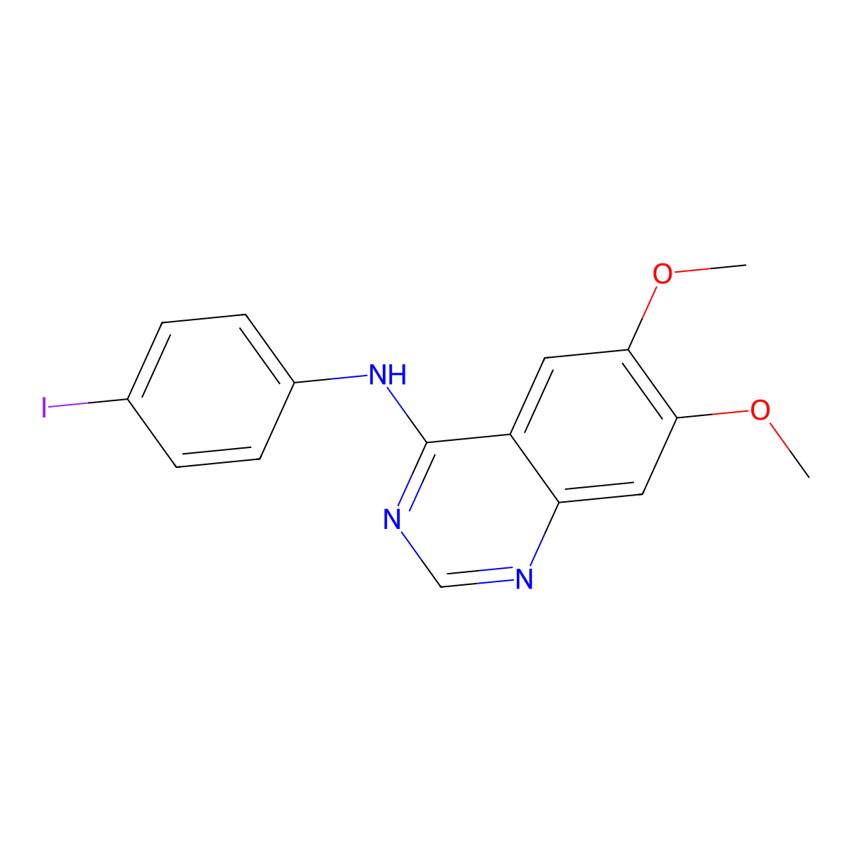 N-(4-iodophenyl)-6,7-dimethoxyquinazolin-4-amine molecular structure, CAS 168835-91-4