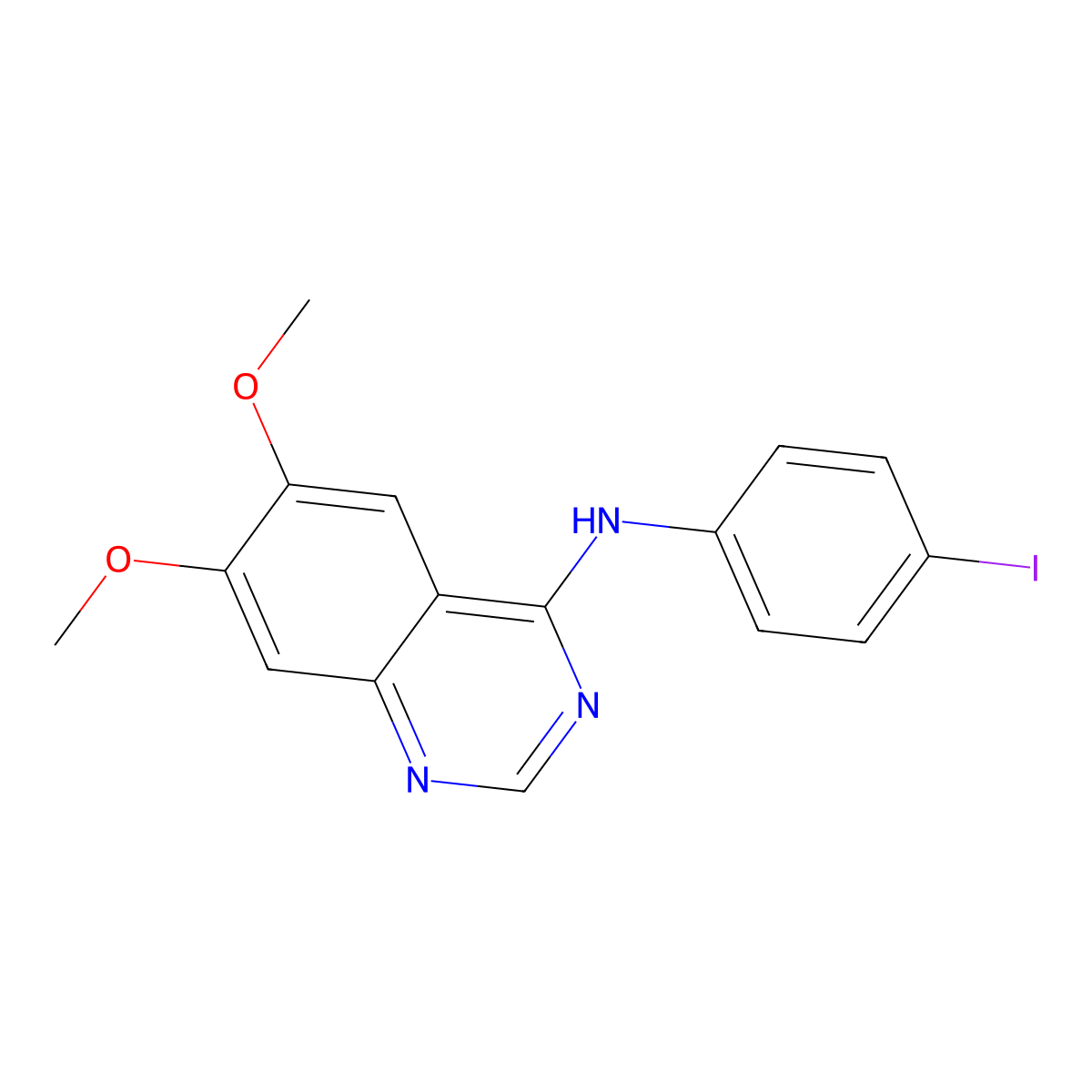 N-(4-iodophenyl)-6,7-dimethoxyquinazolin-4-amine molecular structure, CAS 168835-91-4