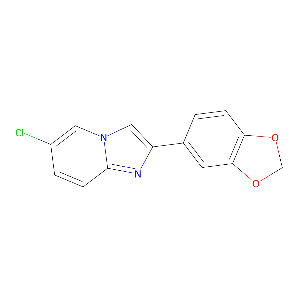 2-(1,3-Benzodioxol-5-yl)-6-chloroimidazo[1,2-a]pyridine molecular structure, CAS 168837-35-2