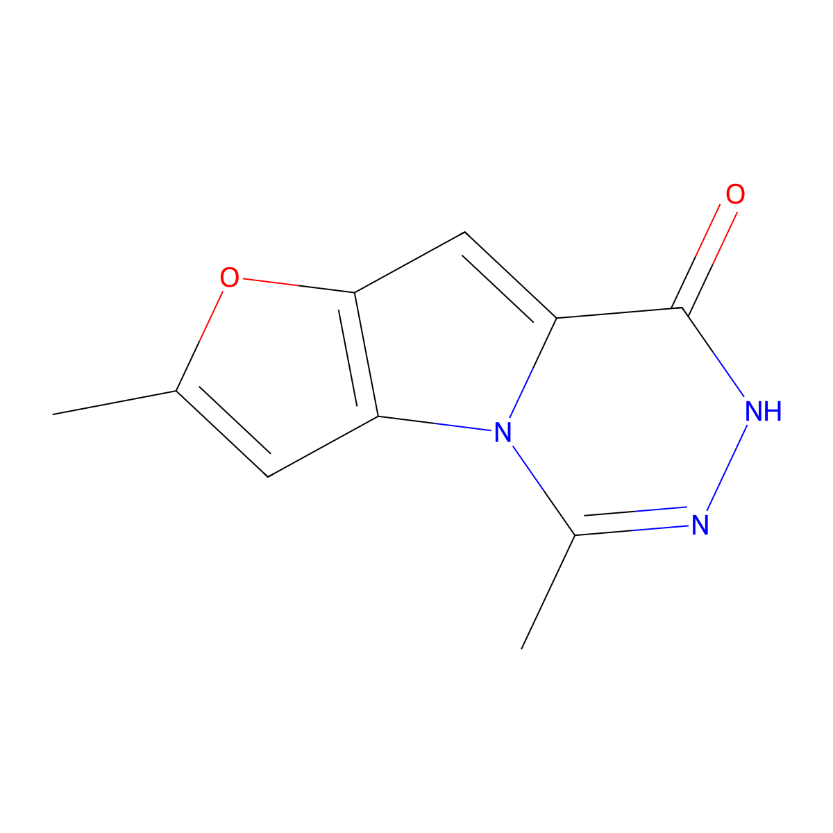 2,5-dimethylfuro[2',3':4,5]pyrrolo[1,2-d][1,2,4]triazin-8(7H)-one molecular structure, CAS 168837-91-0