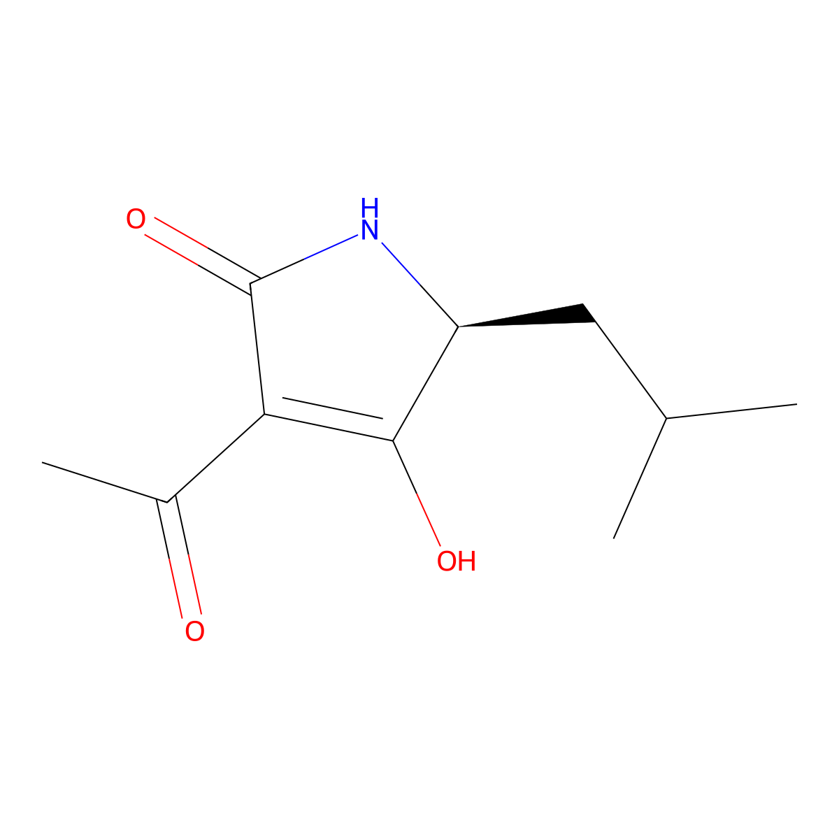 (S)-3-Acetyl-4-hydroxy-5-isobutyl-1,5-dihydro-2H-pyrrol-2-one molecular structure, CAS 16884-05-2