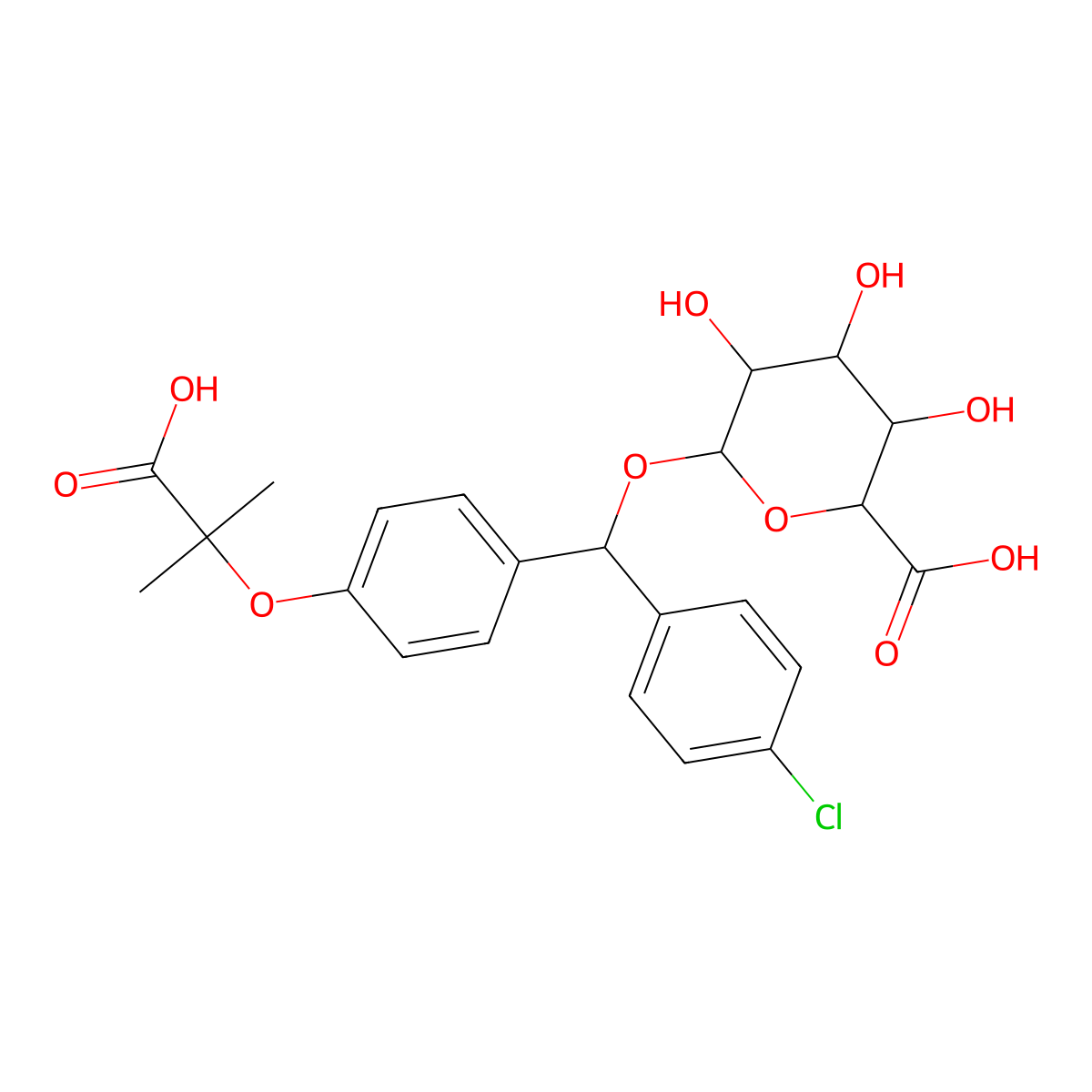 6-[[4-(2-Carboxypropan-2-yloxy)phenyl]-(4-chlorophenyl)methoxy]-3,4,5-trihydroxyoxane-2-carboxylic acid molecular structure, CAS 168844-26-6