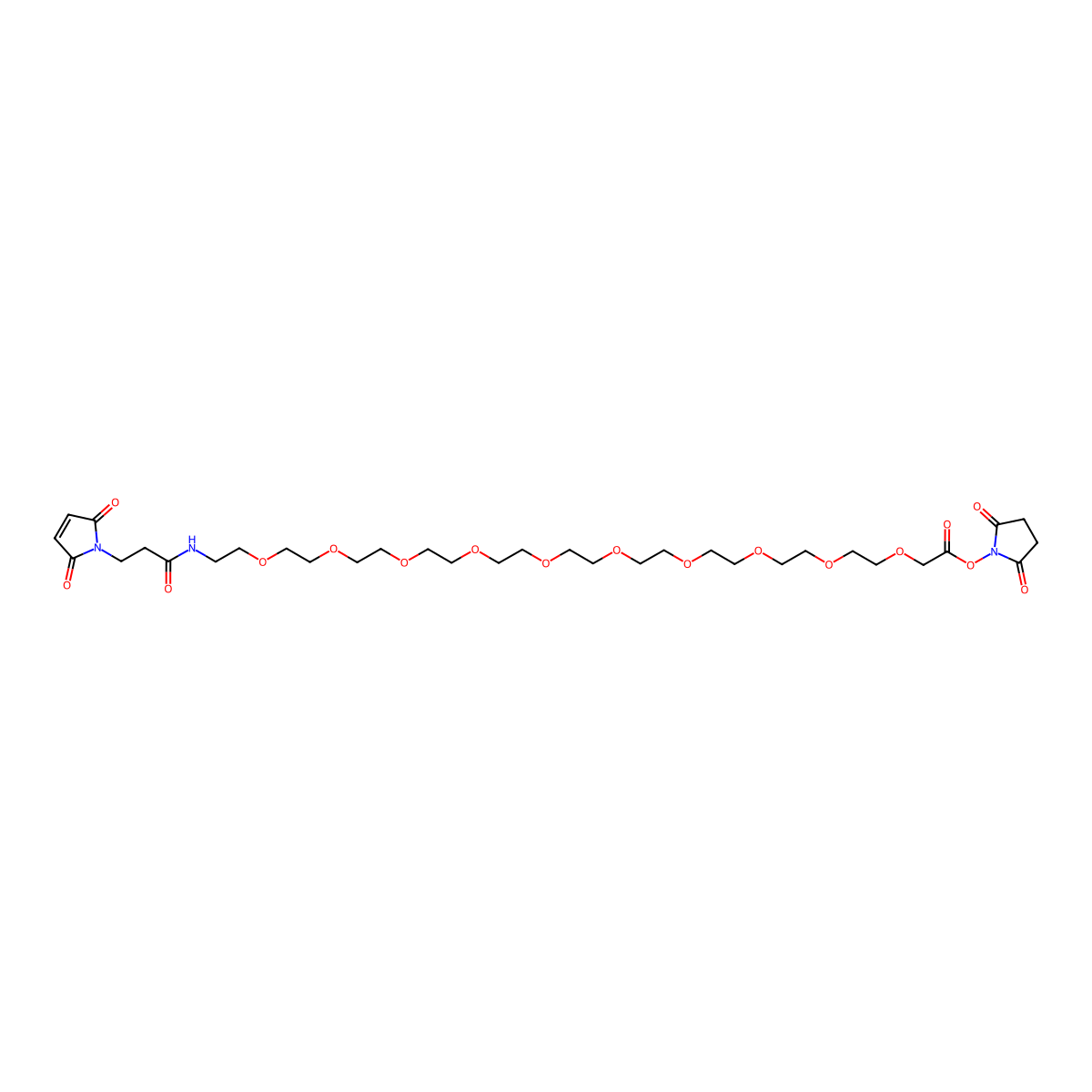 2,5-Dioxopyrrolidin-1-yl 36-(2,5-dioxo-2,5-dihydro-1H-pyrrol-1-yl)-34-oxo-3,6,9,12,15,18,21,24,27,30-decaoxa-33-azahexatriacontanoate molecular structure, CAS 1688636-70-5