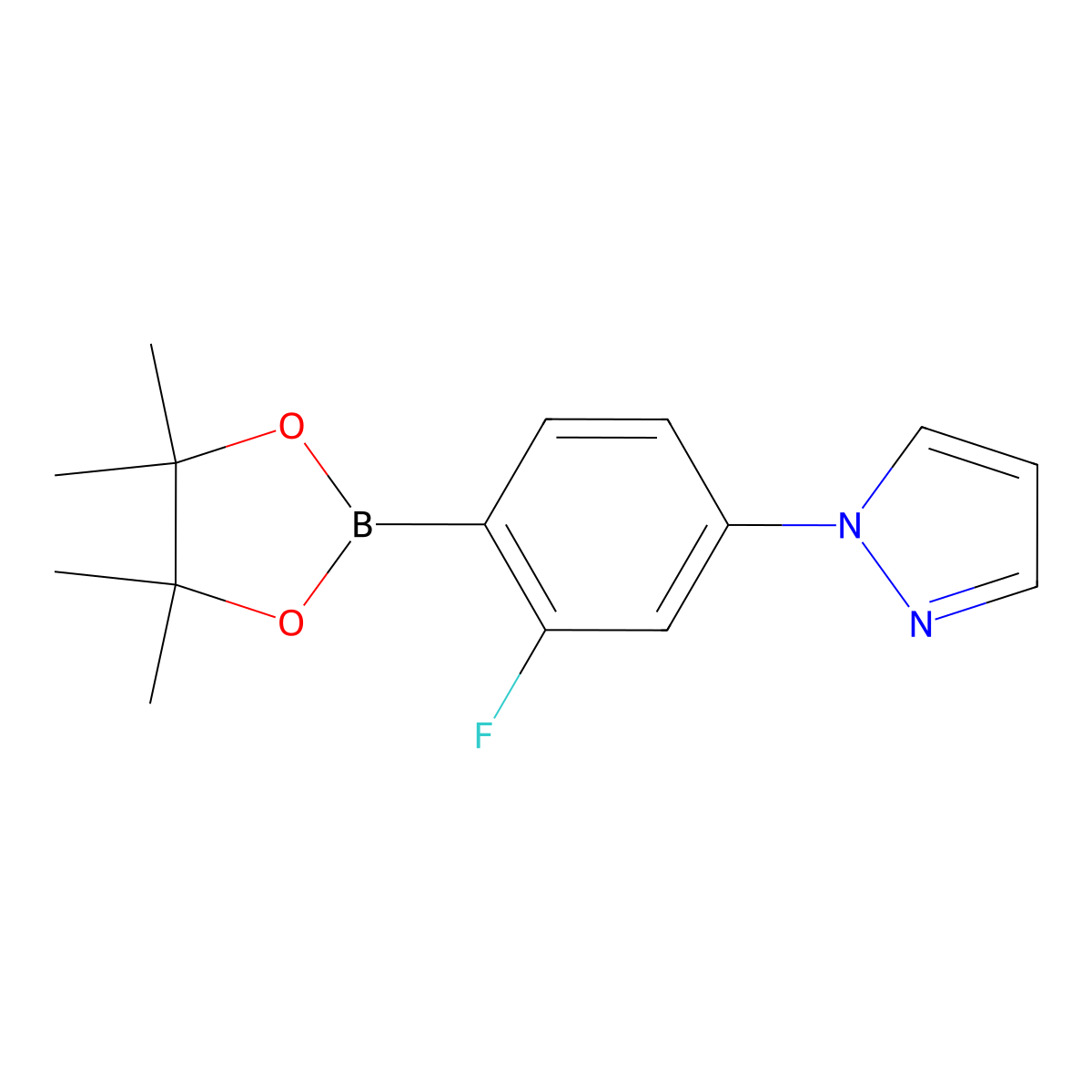 1-(3-Fluoro-4-(4,4,5,5-tetramethyl-1,3,2-dioxaborolan-2-yl)phenyl)-1H-pyrazole molecular structure, CAS 1688637-43-5