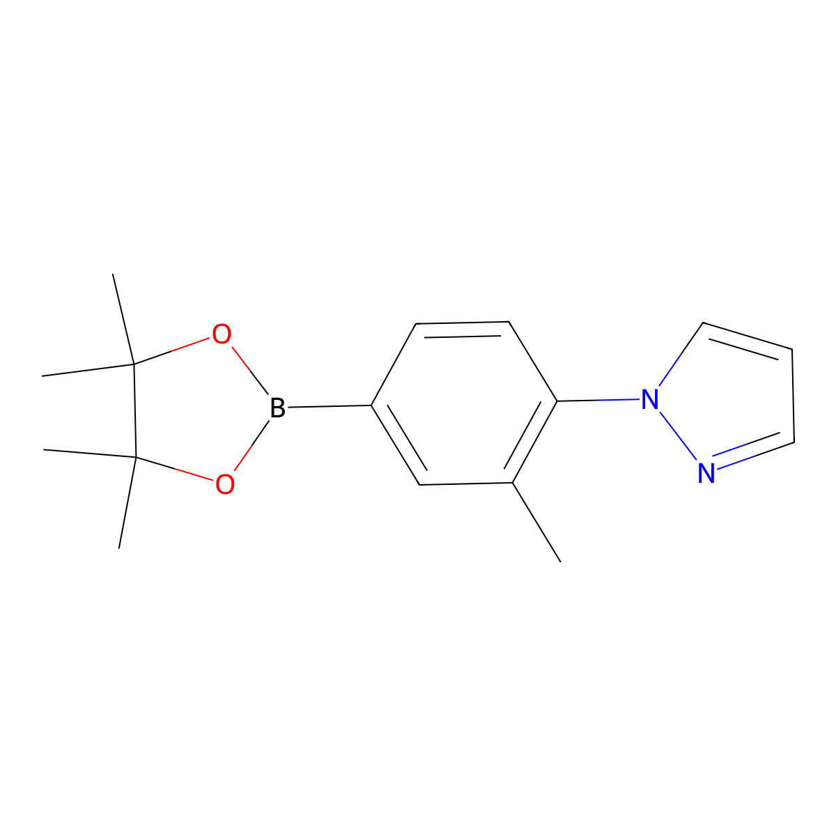 3-Methyl-4-(1H-pyrazol-1-yl)phenylboronic acid pinacol ester molecular structure, CAS 1688666-80-9