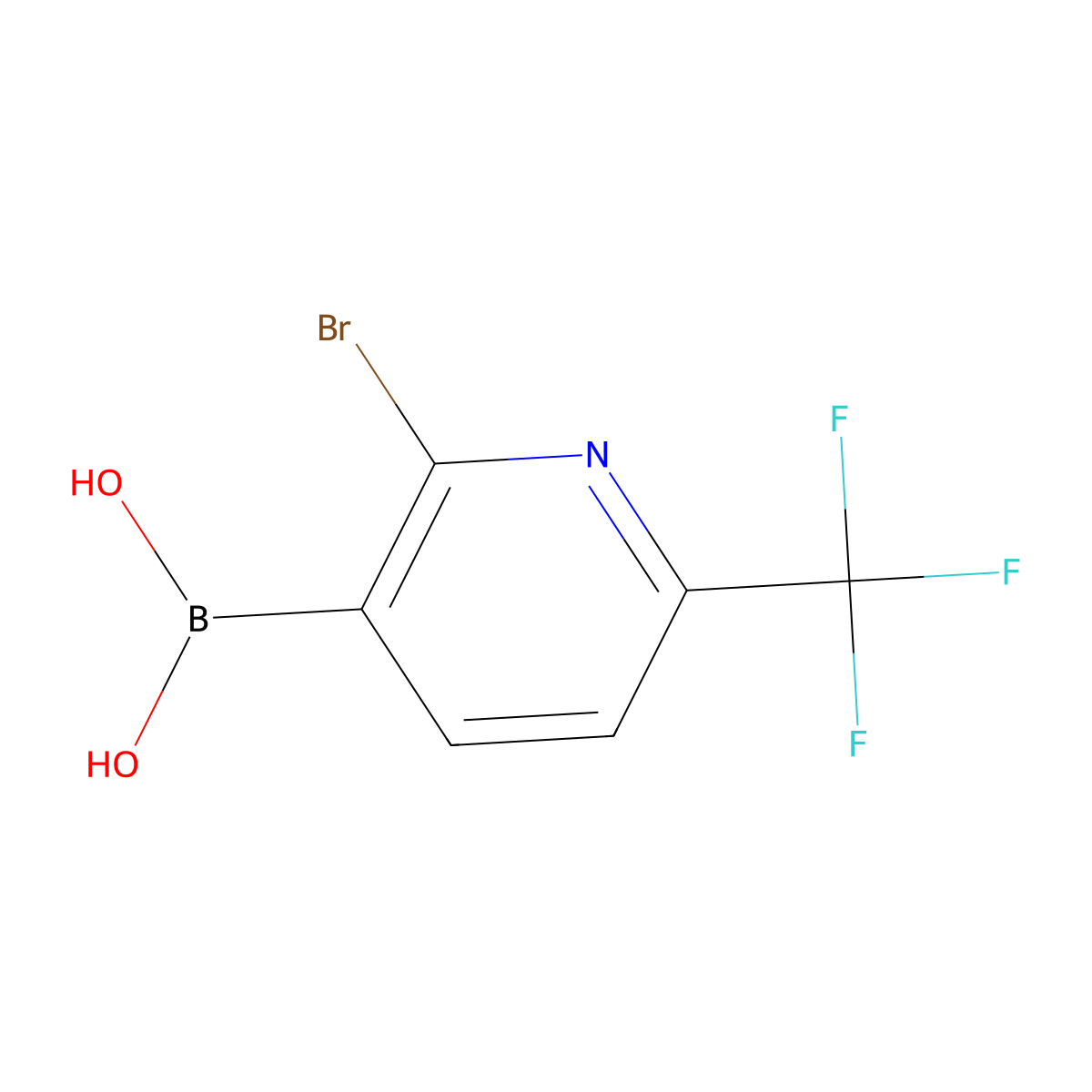 2-Bromo-6-(trifluoromethyl)pyridine-3-boronic acid molecular structure, CAS 1688675-75-3
