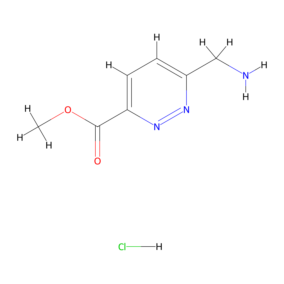 Methyl 6-(aminomethyl)pyridazine-3-carboxylate hydrochloride molecular structure, CAS 1688685-39-3