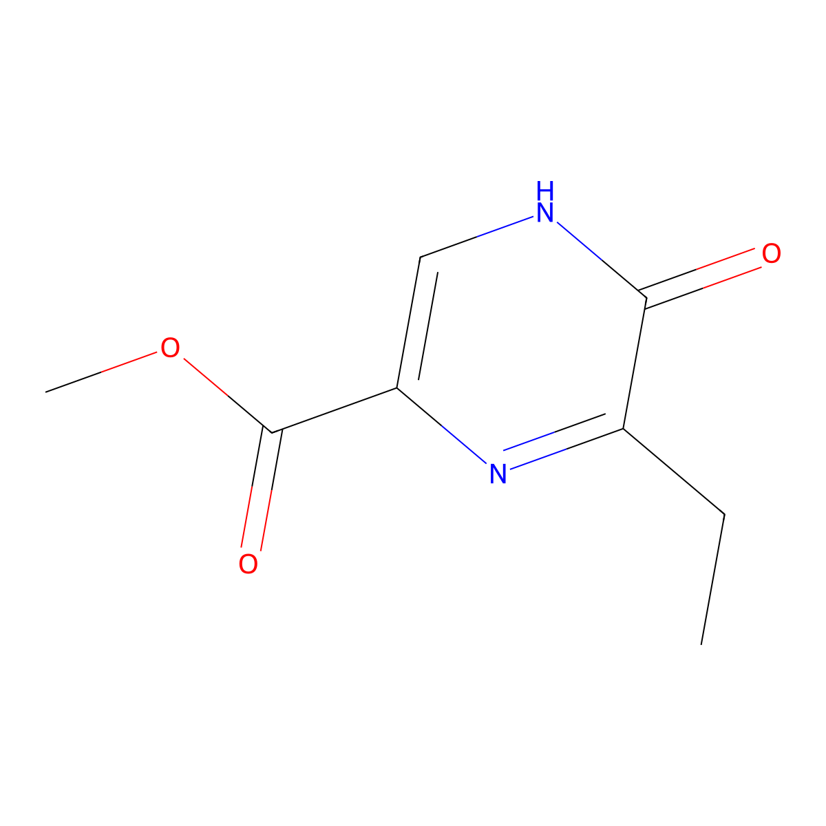 Methyl 6-ethyl-5-oxo-4,5-dihydropyrazine-2-carboxylate molecular structure, CAS 1688685-53-1